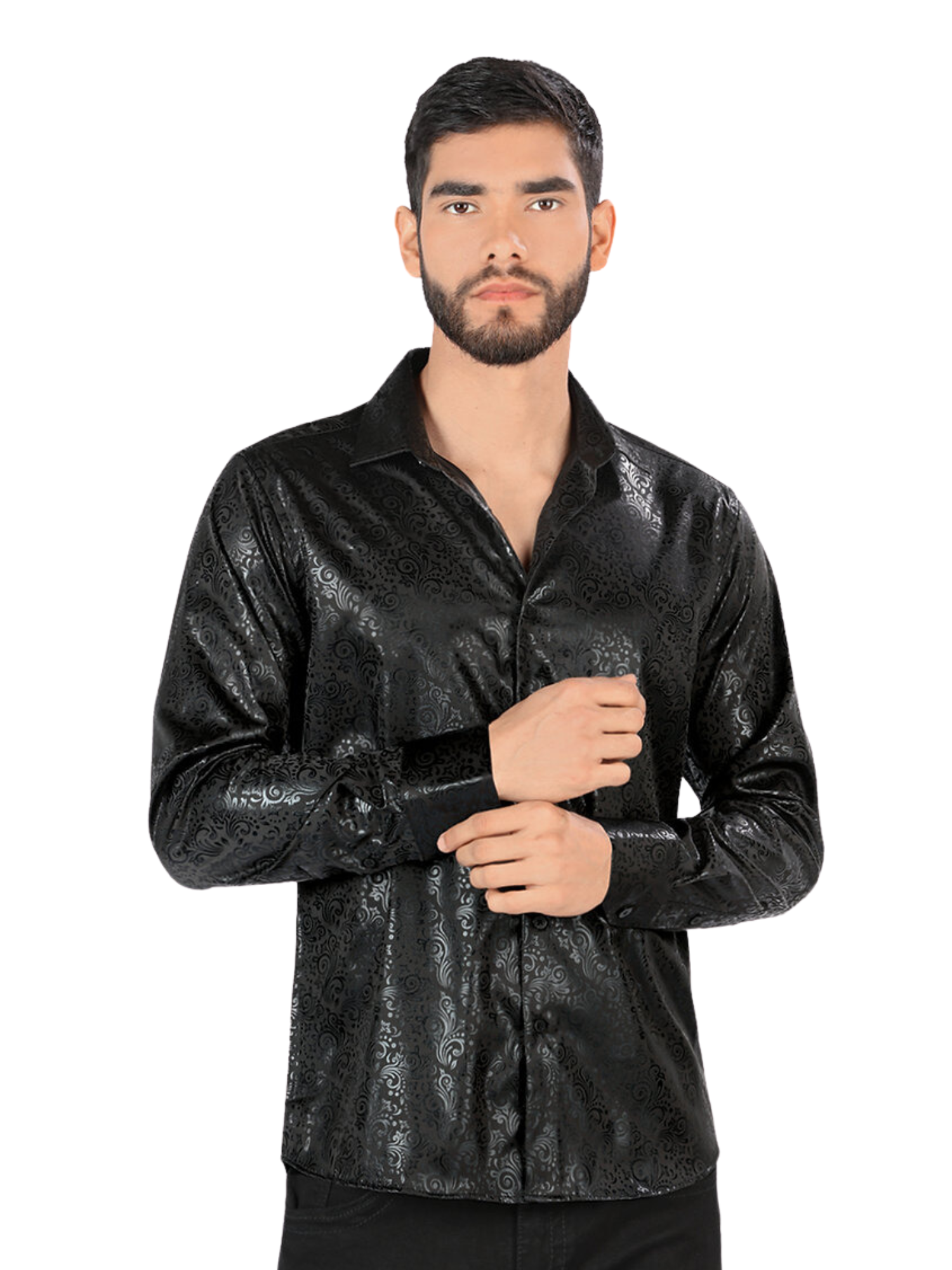 Camisa Casual Manga Larga Estampada para Hombre 'Montero' - ID: 0805 Casual Shirt Montero Black
