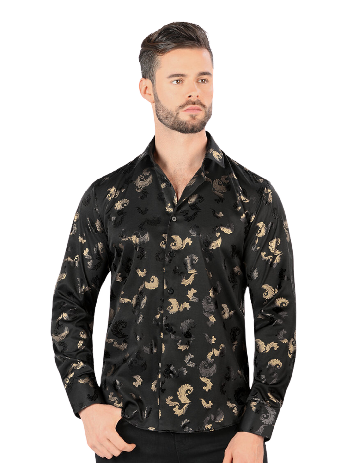 Men's Printed Long Sleeve Casual Shirt 'Montero' - ID: 0806 Casual Shirt Montero Black