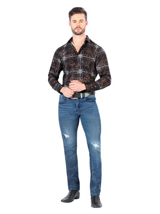 Pantalon Vaquero de Mezclilla Stretch para Hombre 'Montero' - ID: 5302 Denim Jeans Montero Medium Blue