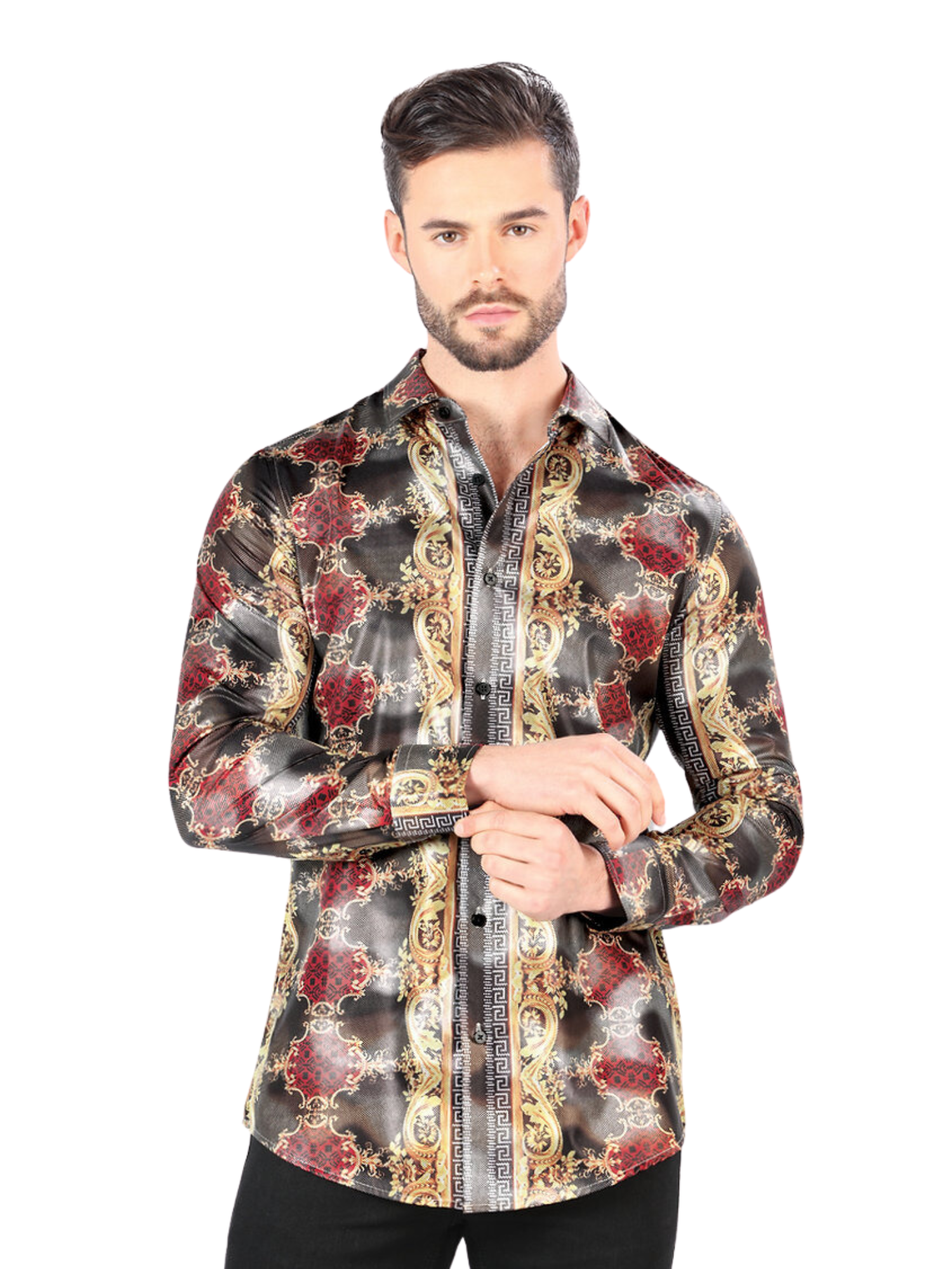 Camisa Casual Manga Larga Estampada para Hombre 'Montero' - ID: 3002 Casual Shirt Montero Gold