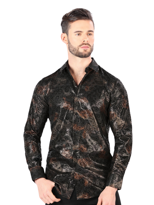 Men's Printed Long Sleeve Casual Shirt 'Montero' - ID: 3003 Casual Shirt Montero Black