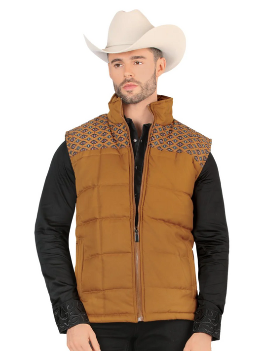 Ultralight Padded Denim Vest for Men 'Montero' - ID: 10005 Western Vest Montero Camel