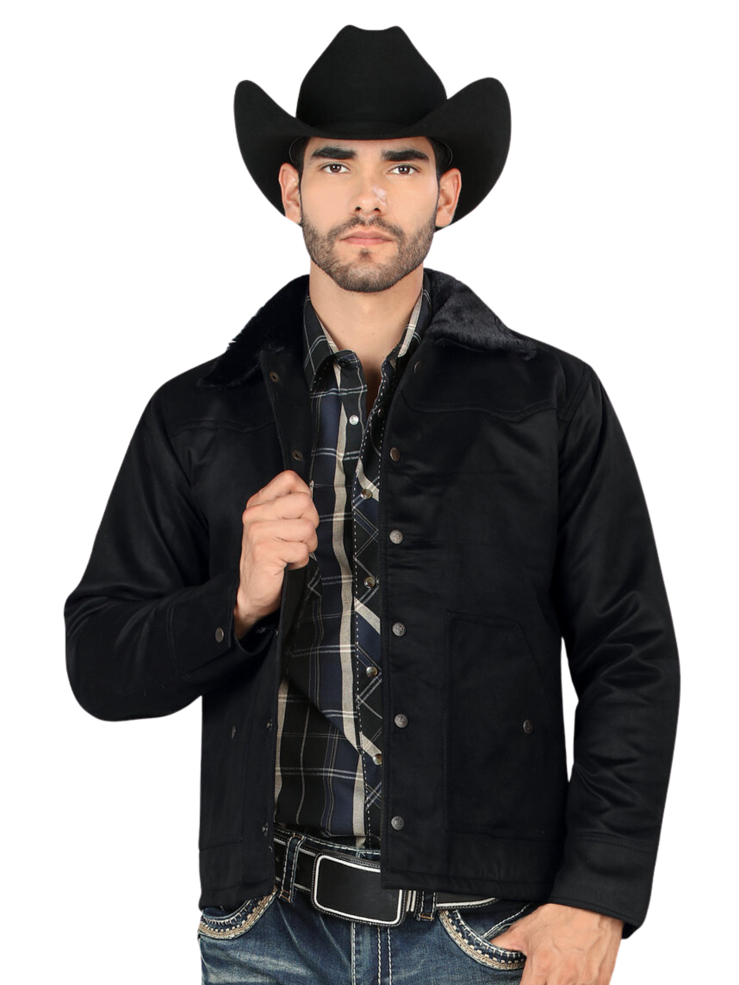 Chamarra Casual Termica de Forro Afelpado con Broches para Hombre 'Montero' - ID: 10006 Chamarras Termicas Montero Black