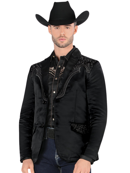 Embroidered Denim Jacket for Men 'Montero' - ID: 2179 Western Blazer Montero Black/Charcoal