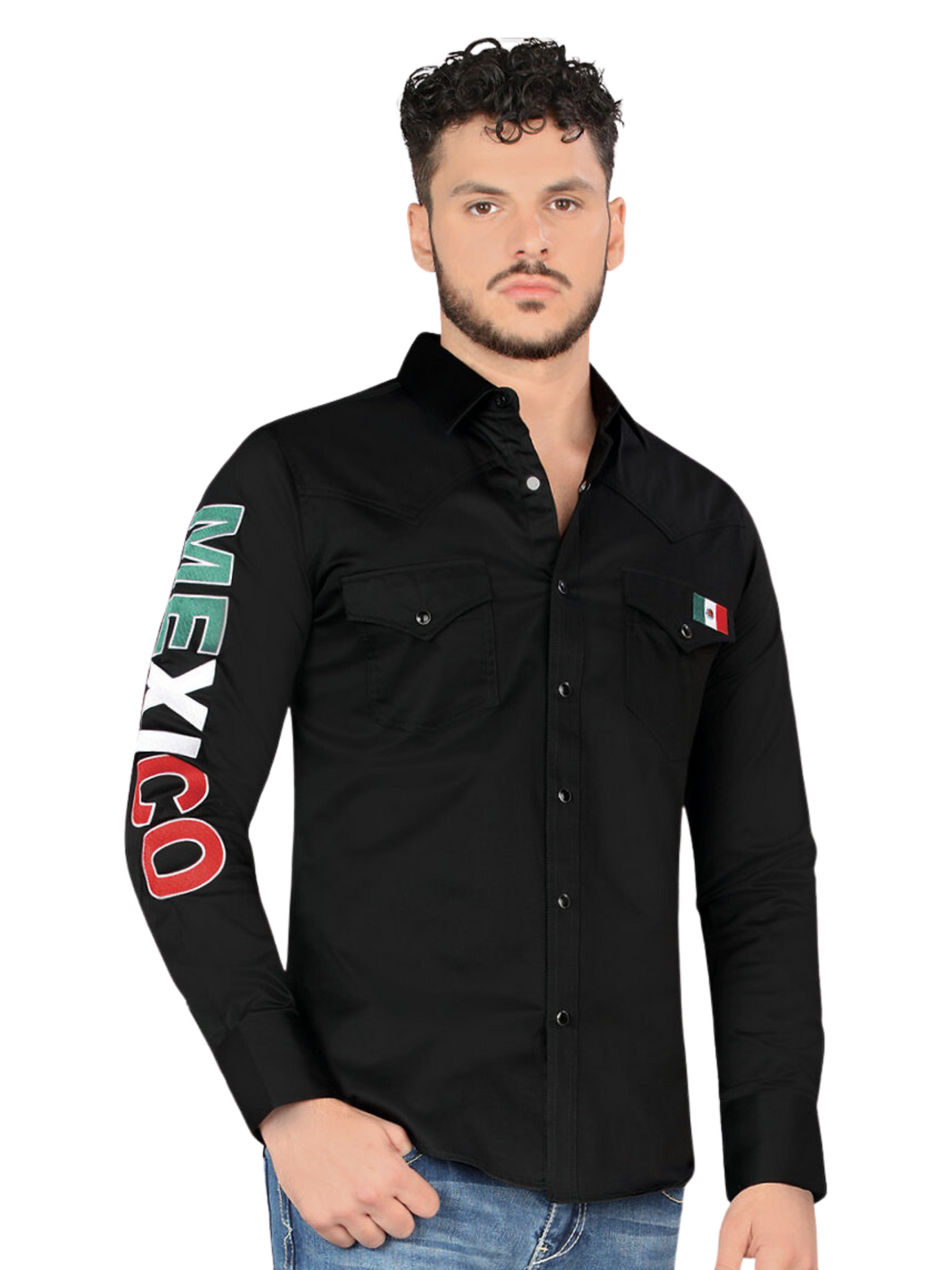 Long Sleeve Mexican Cowboy Shirt with Snaps Long Sleeve Mexican Cowboy Shirt with Snaps