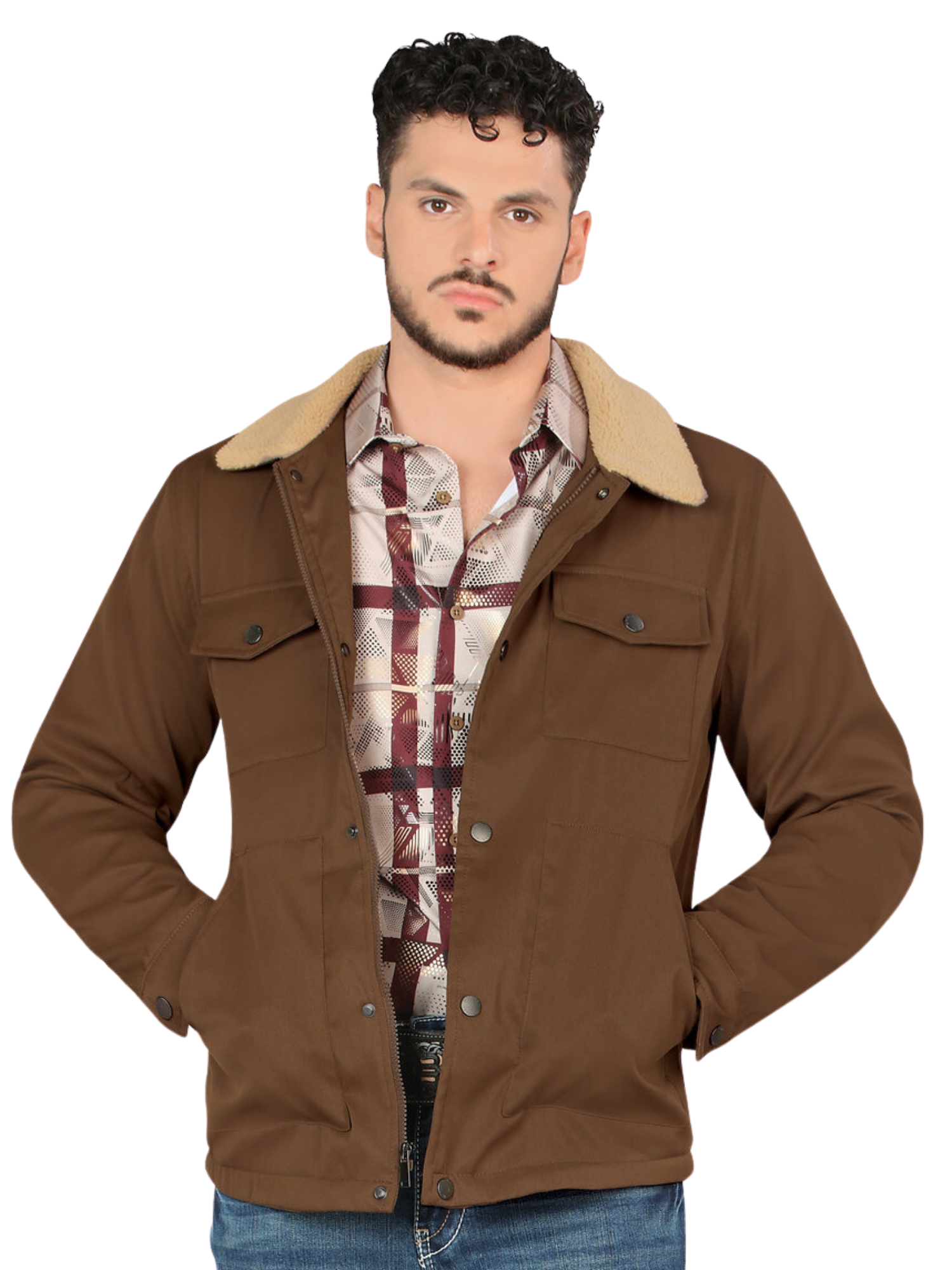 Chamarra Casual Termica de Forro Afelpado (Tipo Borrego) para Hombre 'Montero' - ID: 0890 Chamarras Termicas Montero Brown