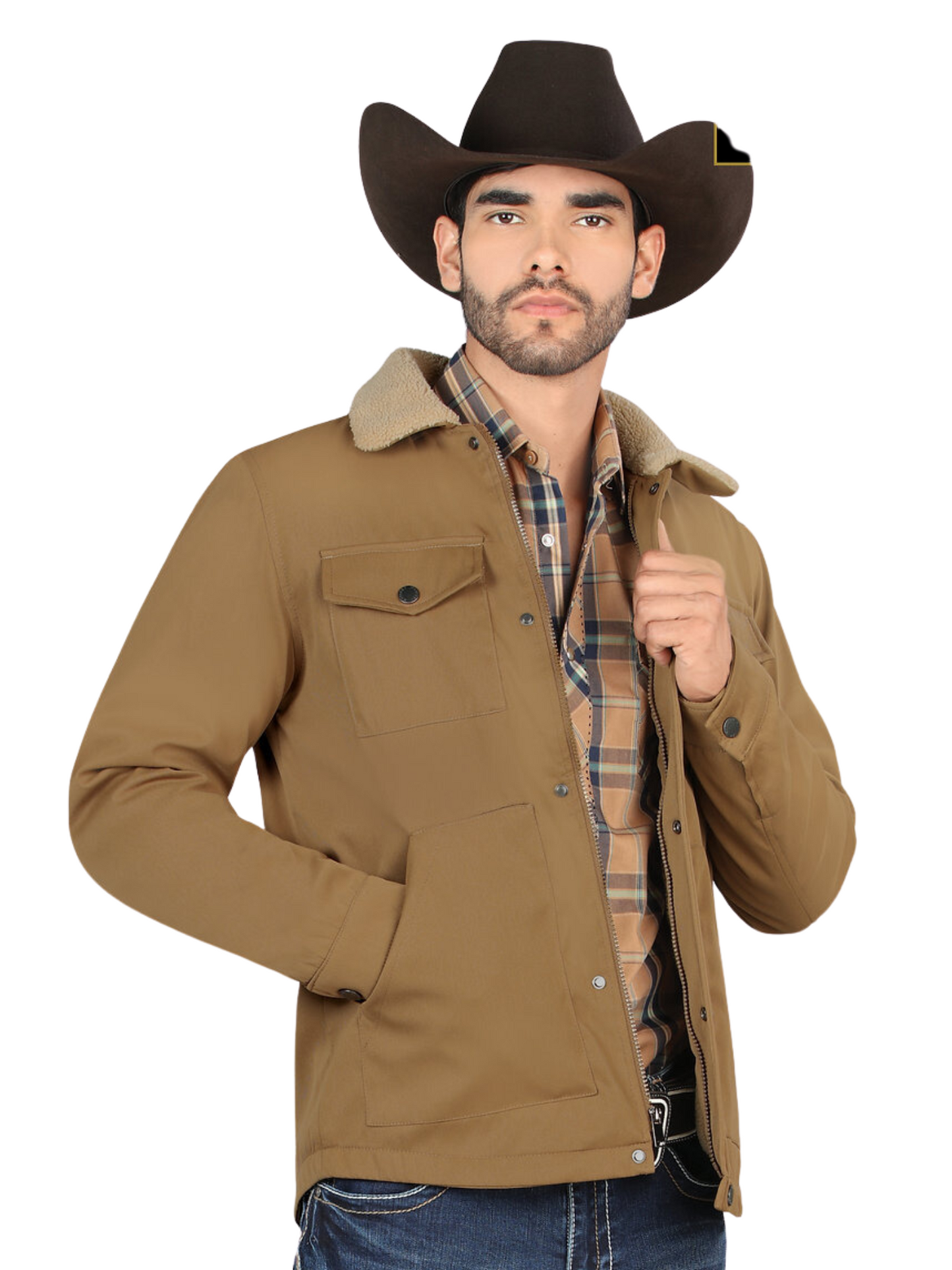 Chamarra Casual Termica de Forro Afelpado (Tipo Borrego) para Hombre 'Montero' - ID: 0890 Chamarras Termicas Montero Camel