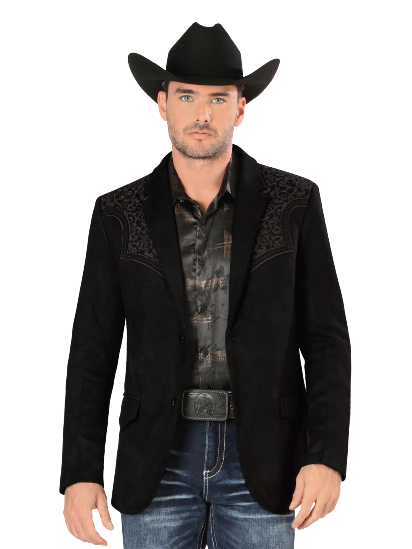 Saco Vaquero Bordado para Hombre 'Montero' - ID: 2182 Sacos Bordados Montero Black/Gray