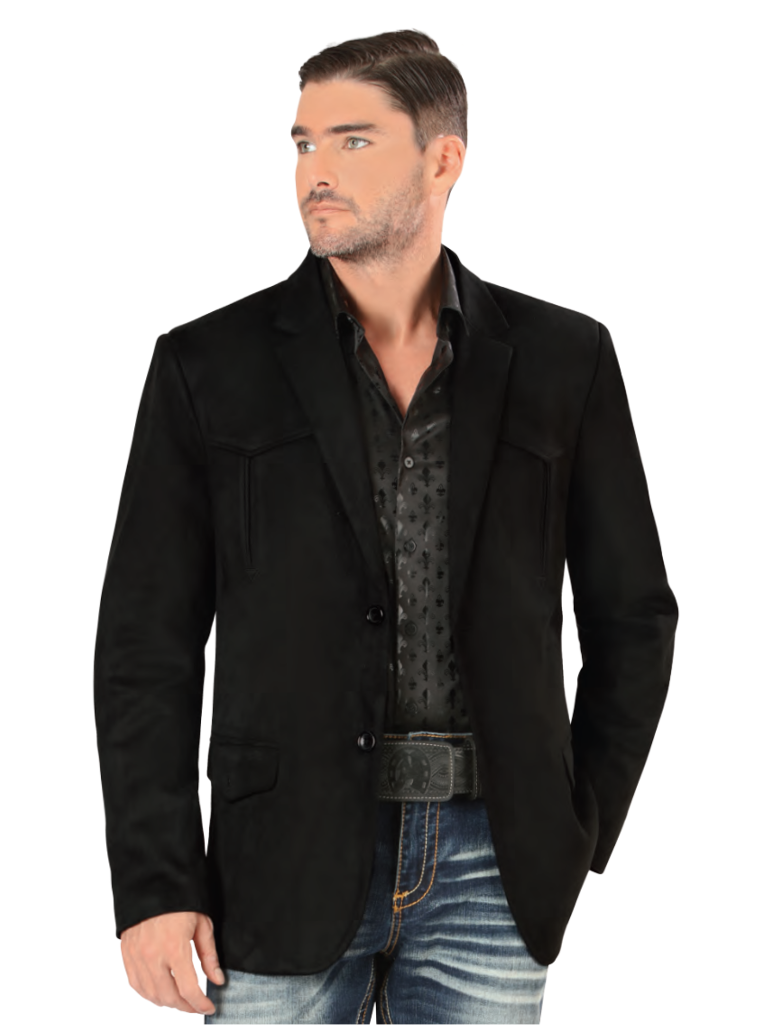Saco Vaquero Liso para Hombre 'Montero' - ID: 2184 Sacos Vaqueros Montero Black