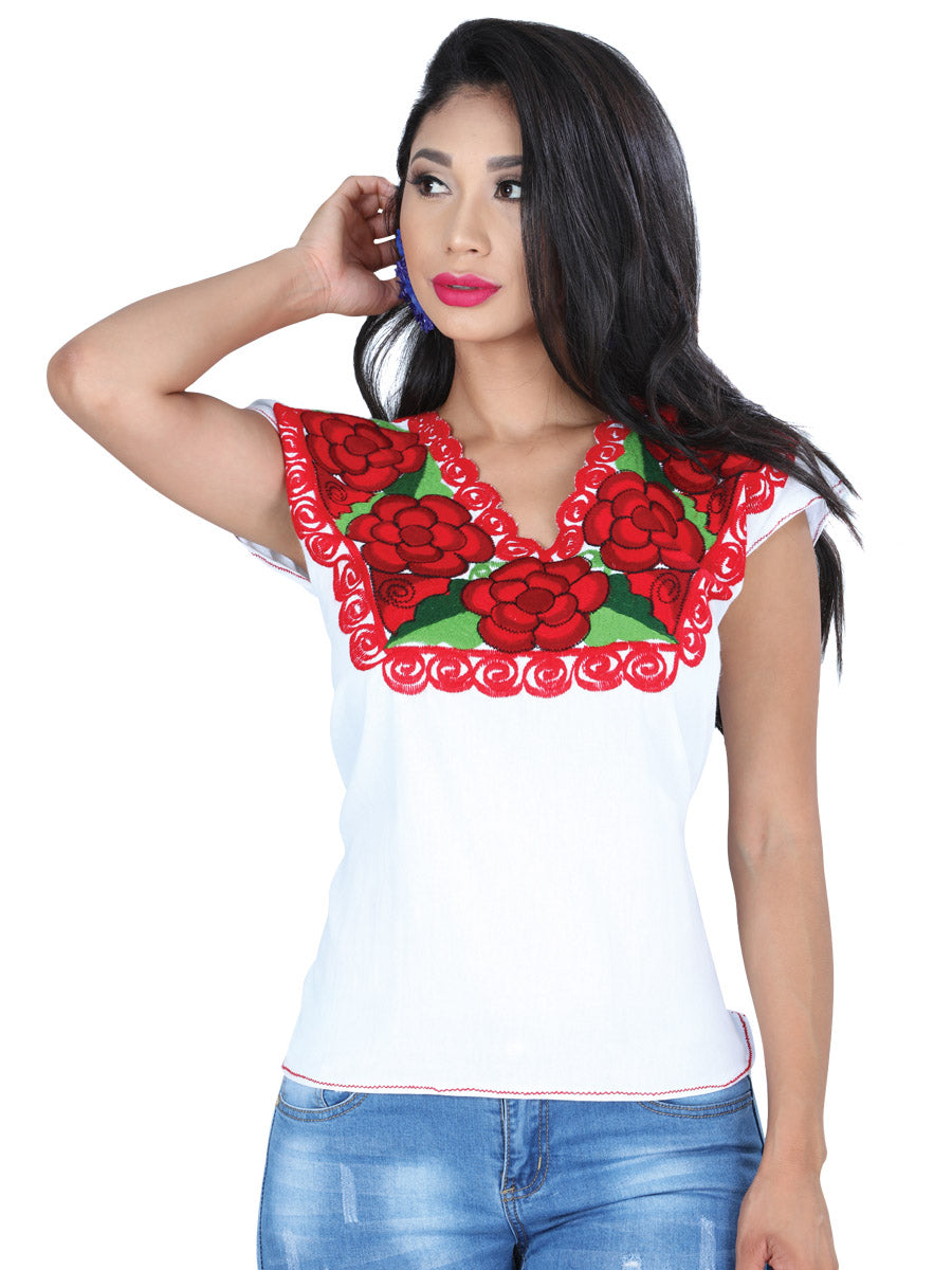 Blusa Artesanal Cuello V Bordada de Flores Handmade Blouse – Don