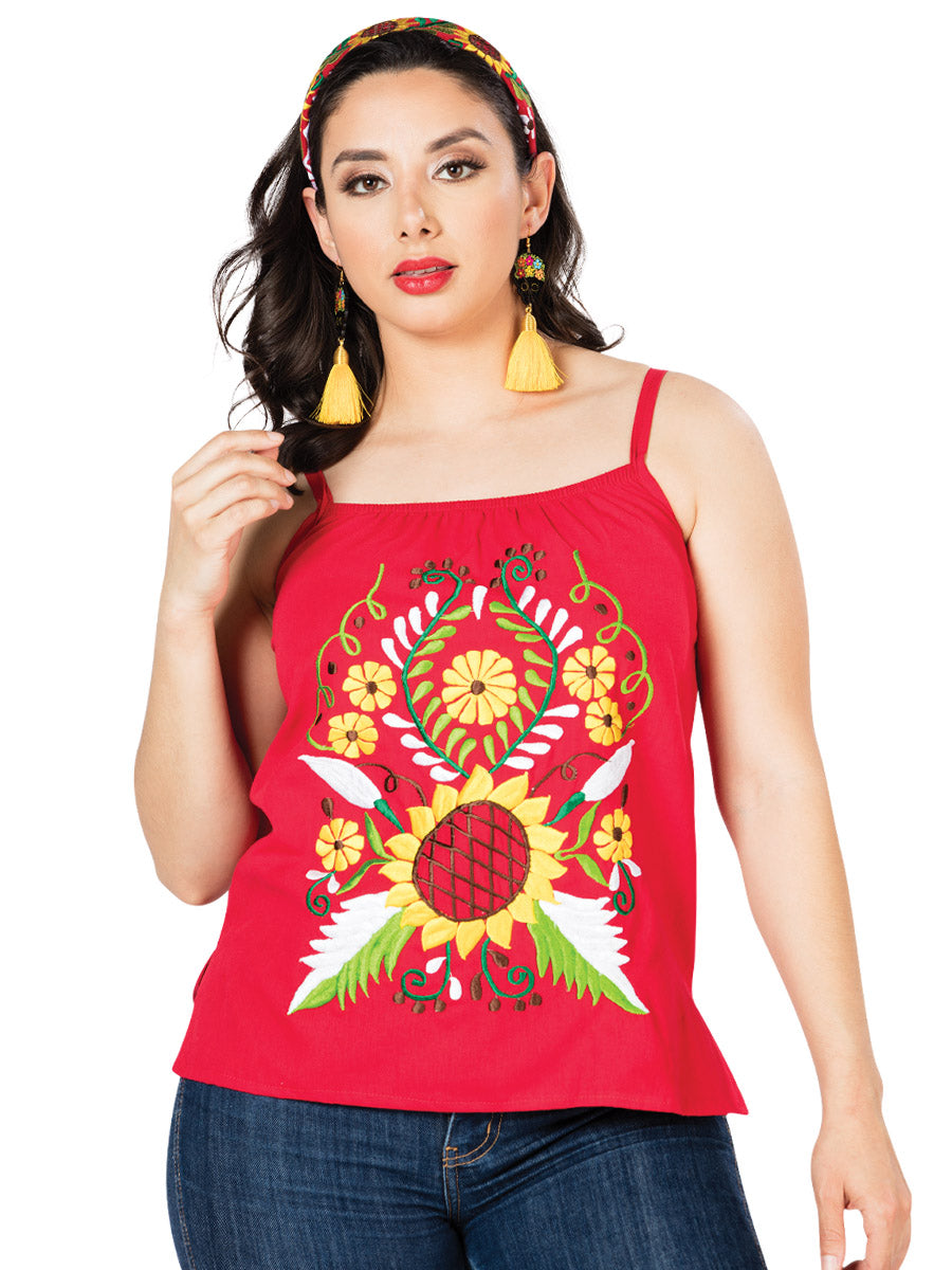 Blusa Artesanal de Tirantes Bordada de Flores para Mujer Blusas Artesanales Mexico Artesanal Red