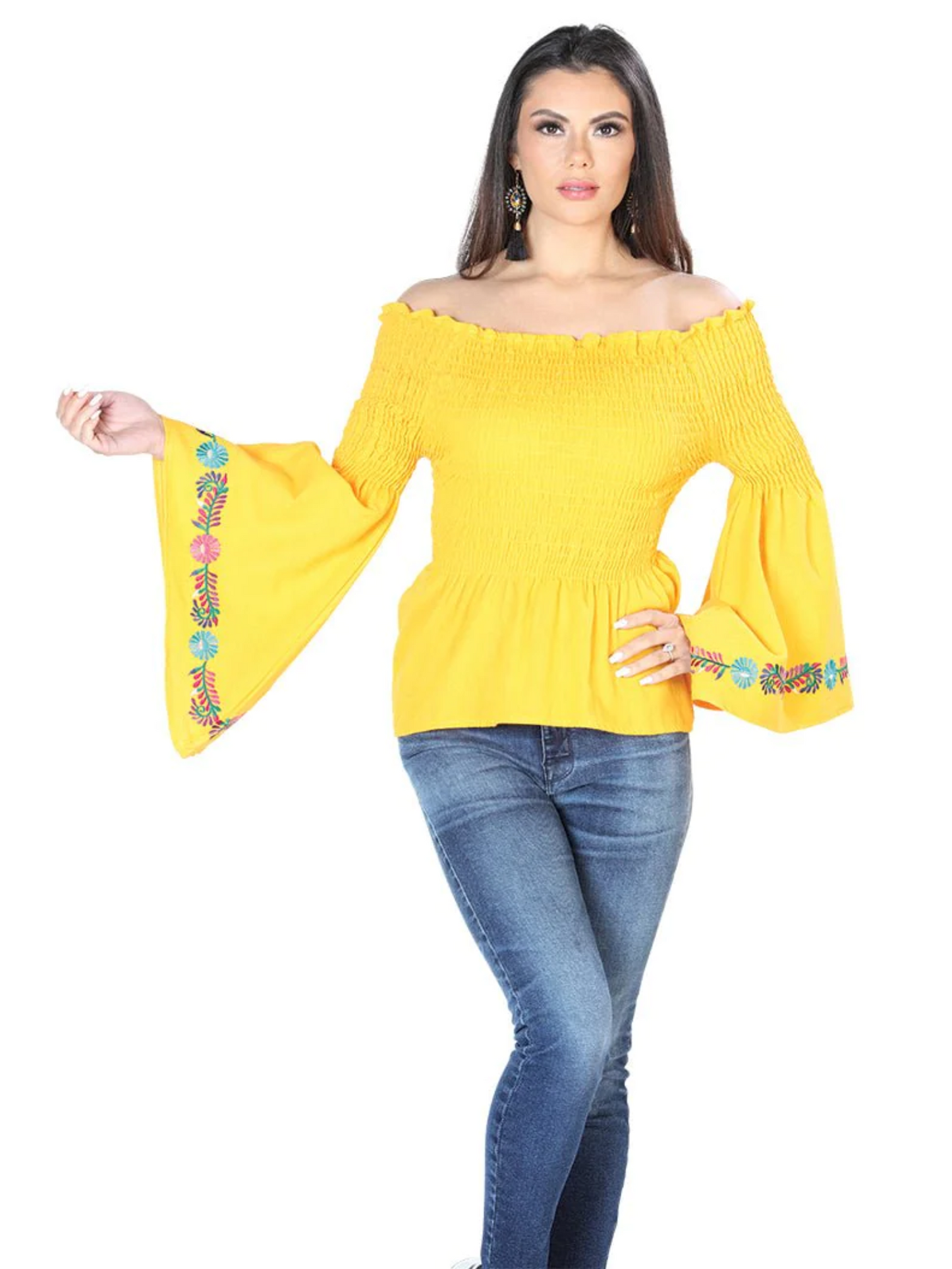 Handmade Embroidered Flared Sleeve Blouse for Women