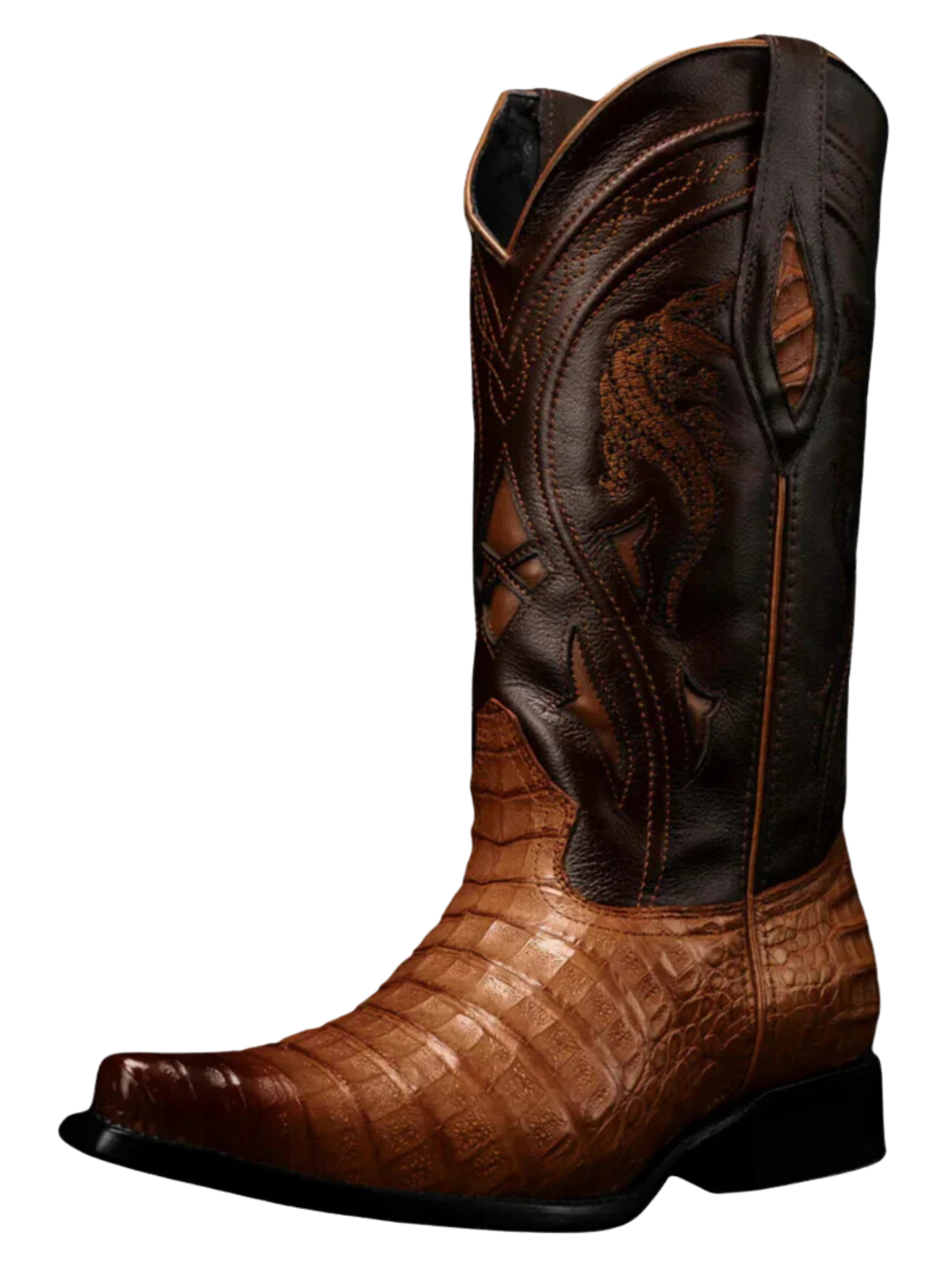 Botas Vaqueras Exoticas de Caiman Belly Original para Hombre 'Joe Boots' - ID: 608CH Botas Caiman Original Joe Boots Chestnut