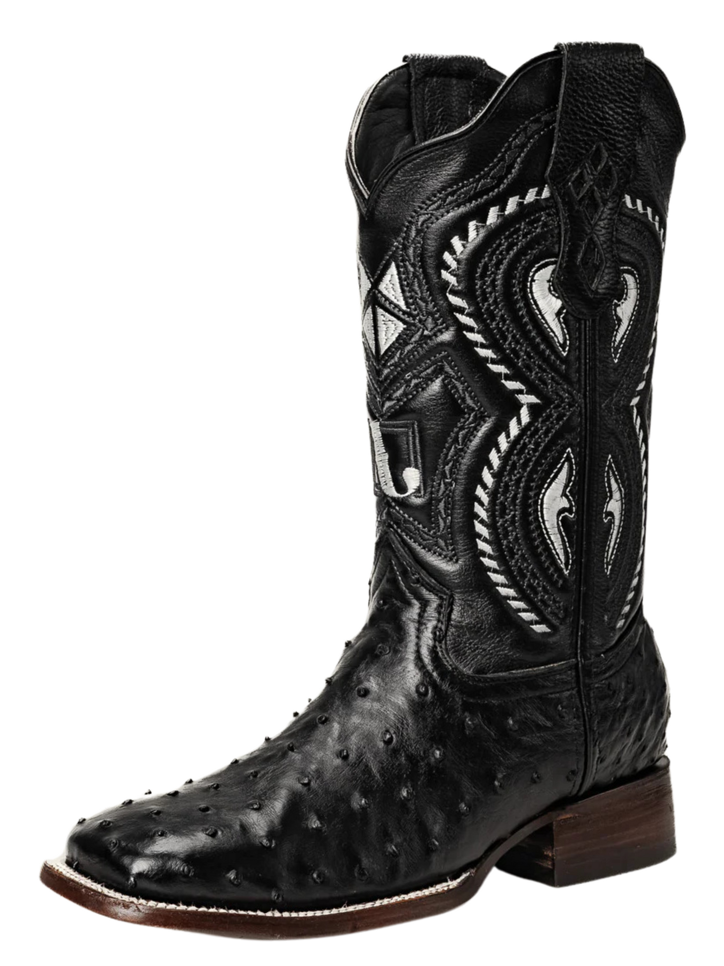 Botas Vaqueras Rodeo Exoticas de Avestruz Original para Hombre 'Joe Boots' - ID: 703NE Botas Avestruz Original Joe Boots Negro