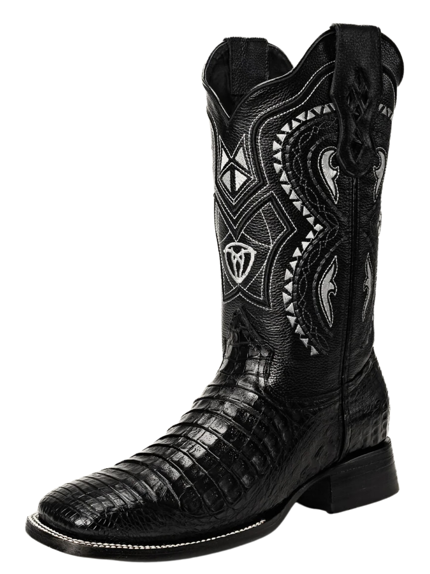 Botas Vaqueras Rodeo Exoticas de Caiman Original para Hombre 'Joe Boots' - ID: 706NE Botas Caiman Original Joe Boots Negro