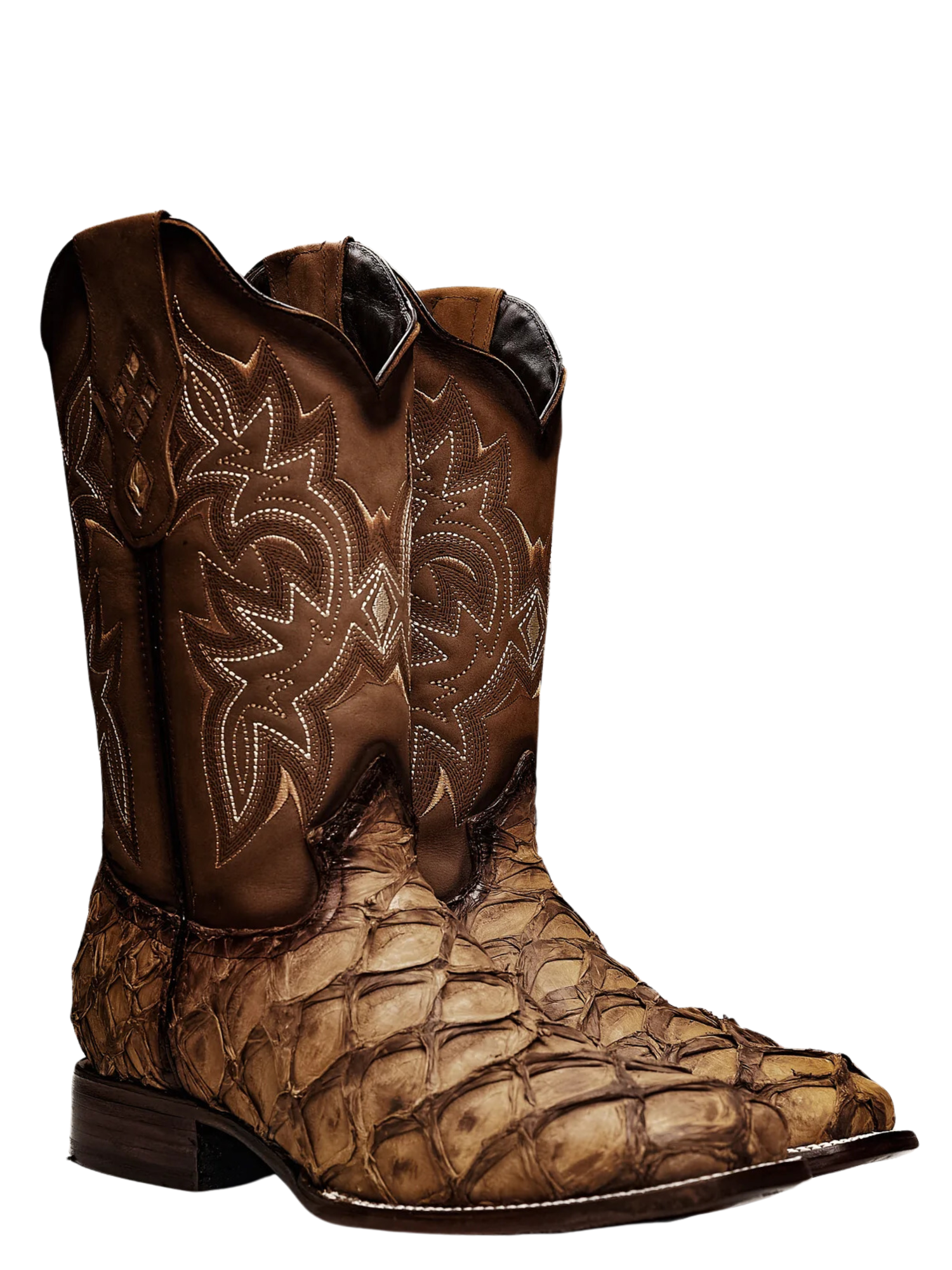 Botas Vaqueras Rodeo Exoticas de Pirarucu Fish Original para Hombre 'Rodeo Cartie' - ID: 761OR Botas Monster Fish Original Rodeo Cartie 