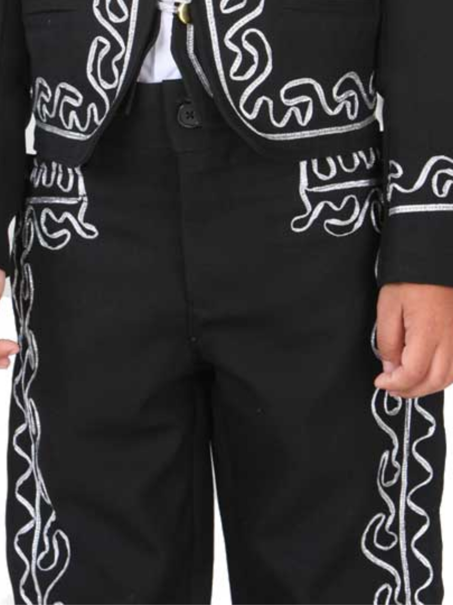 Black / White / Red Embroidered Charro Suit for Children 'El General' - ID: 34262