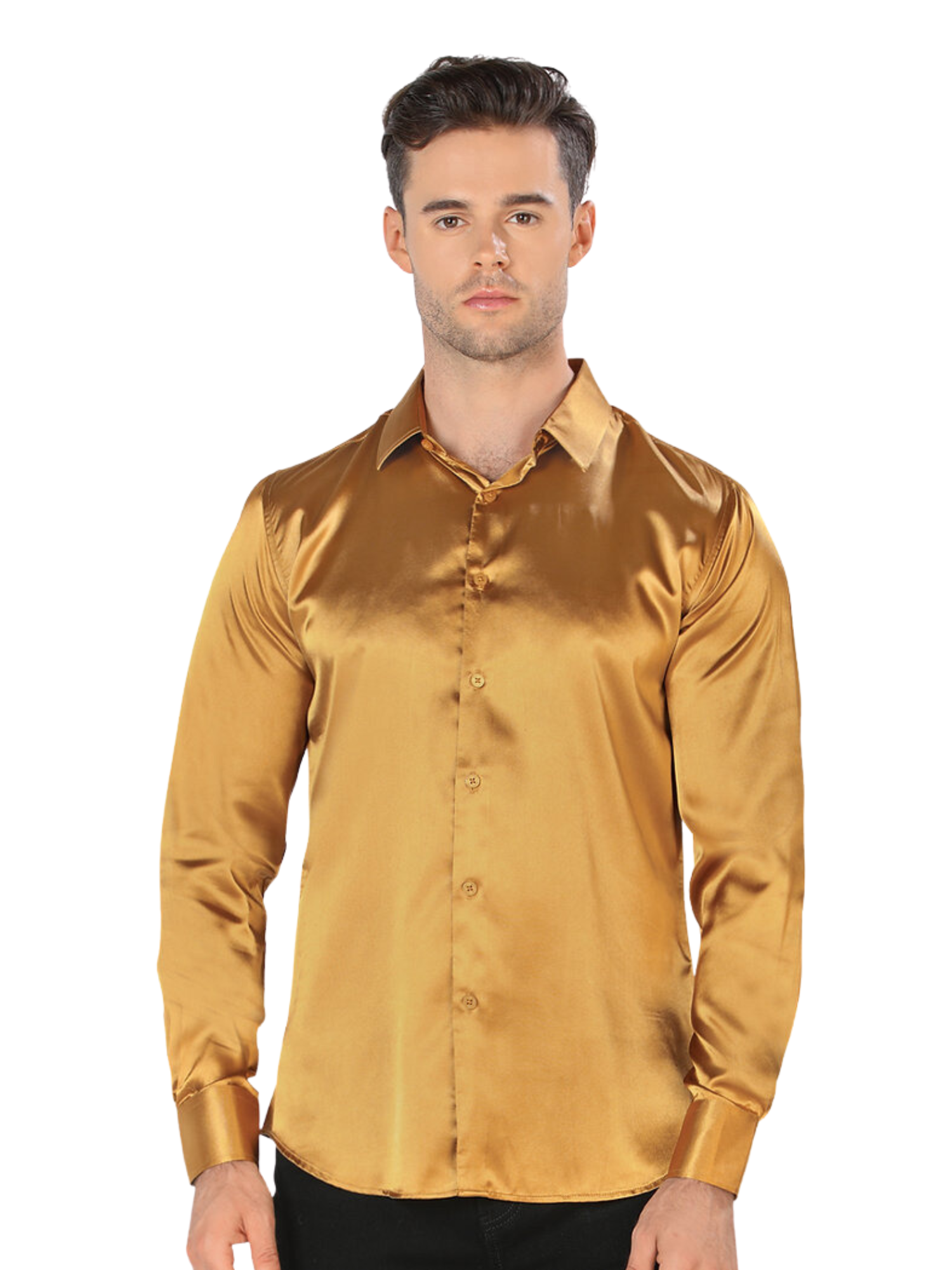 Camisa Casual Manga Larga Lisa para Hombre 'Montero' - ID: 0444 Camisas Lisas Montero Gold