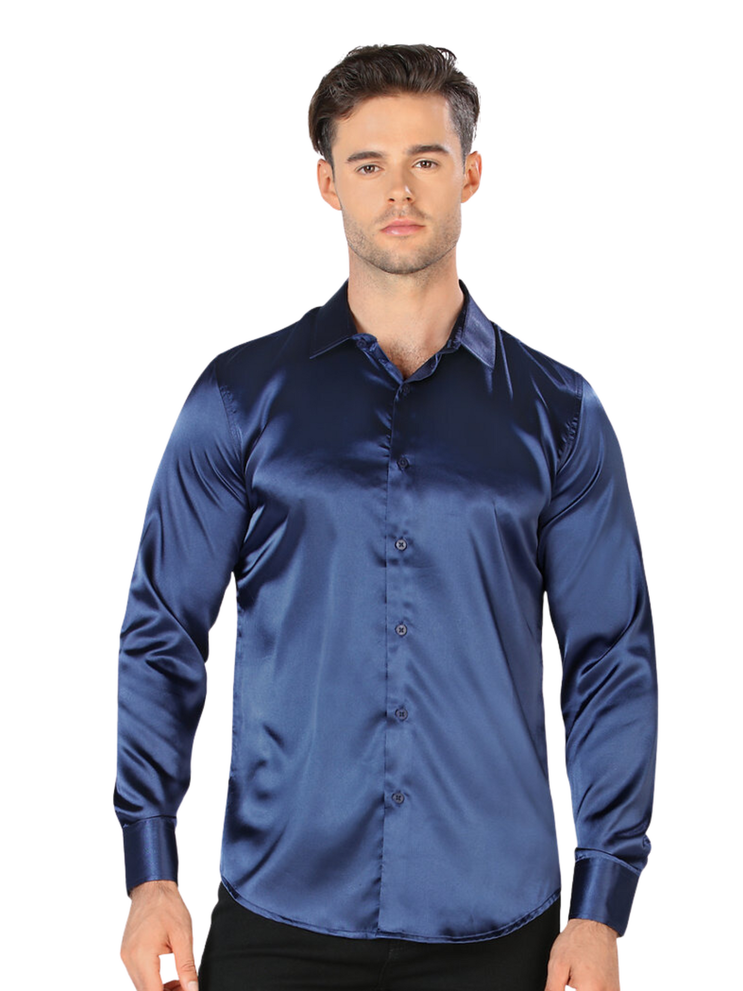 Plain Long Sleeve Casual Shirt - Casual Shirt Navy / M/MED Plain Long Sleeve Casual Shirt - Casual Shirt Navy / M/MED