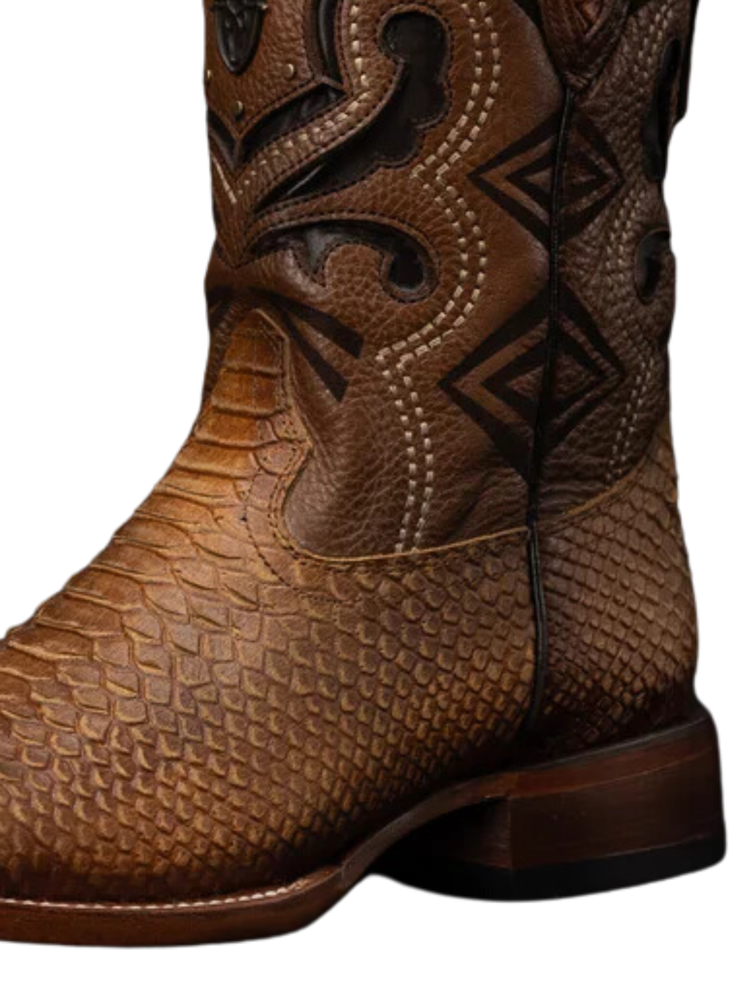 Botas Vaqueras Rodeo de Mamba Python Grabado en Piel Genuina para Hombre 'Rodeo Cartie' - ID: RC-MAM-AU Botas Python Print Rodeo Cartie 