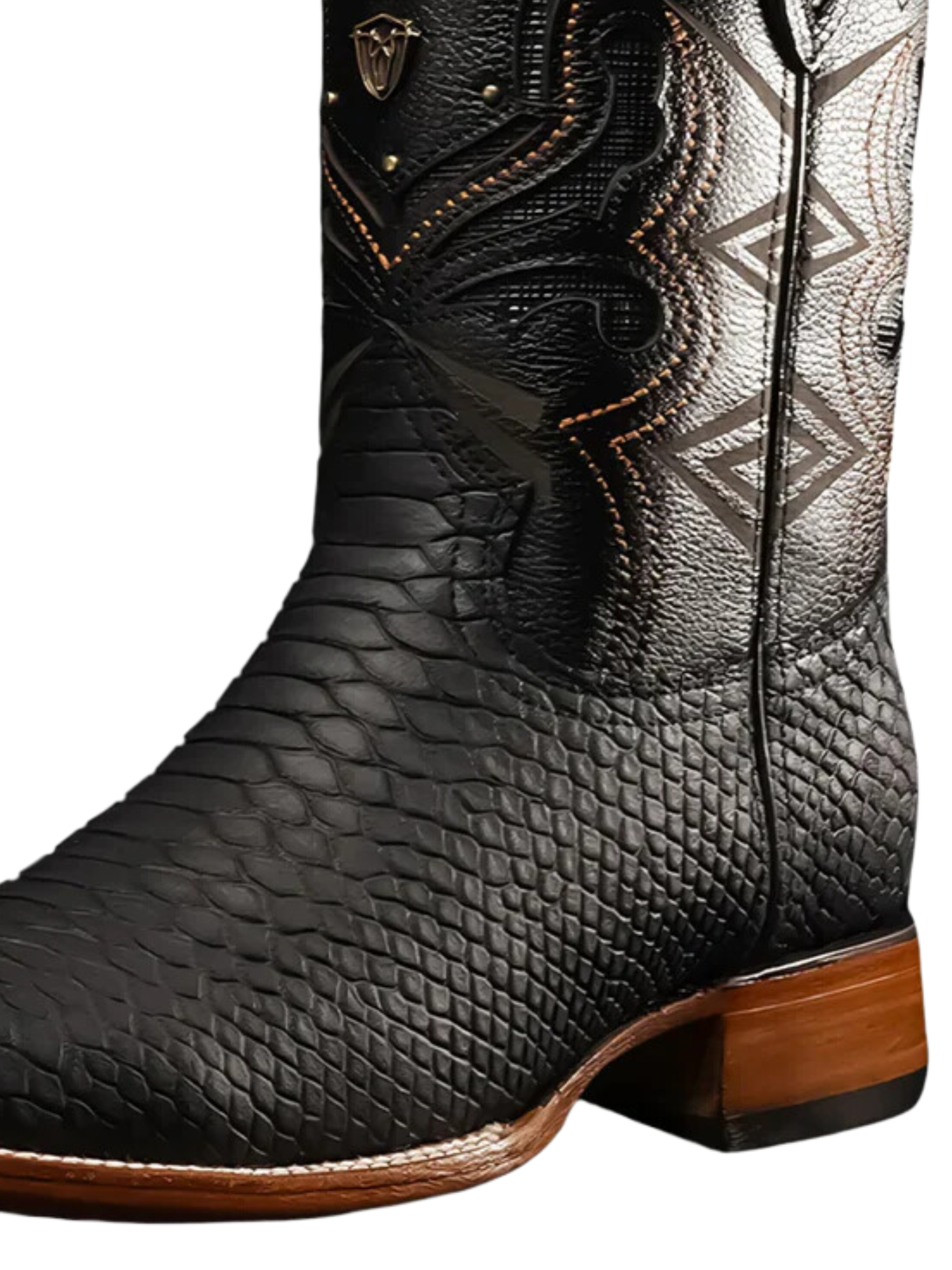 Botas Vaqueras Rodeo de Mamba Python Grabado en Piel Genuina para Hombre 'Rodeo Cartie' - ID: RC-MAM-BL Botas Python Print Rodeo Cartie 