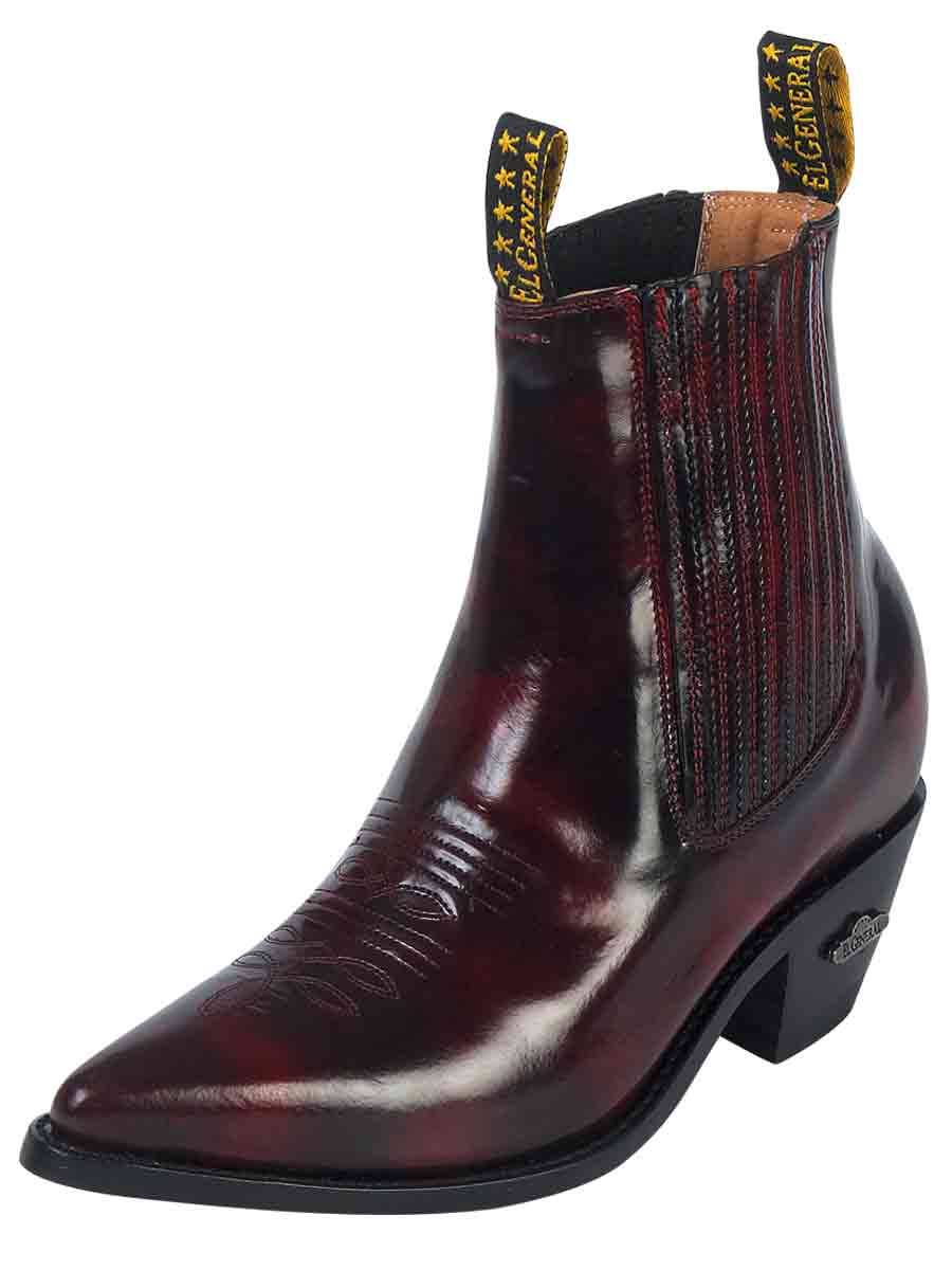 Botines Vaqueros Clasicos de Piel Genuina Acabado Camaleon para Hombre 'El General' - Men's Genuine Leather Pull-On Classic Chelsea Western Ankle Boots 'El General' - ID: 179
