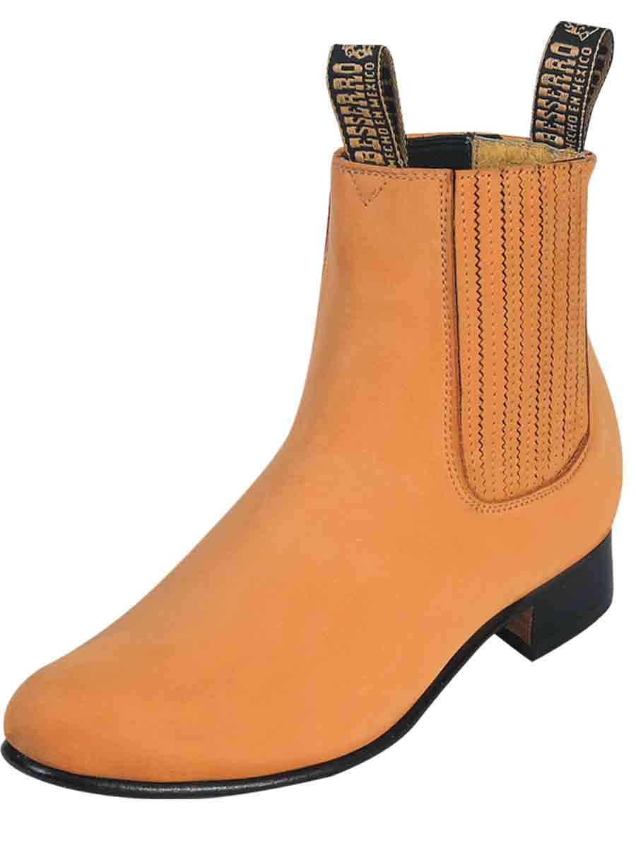 Botines Charros Clasicos de Piel Nobuck para Hombre 'El Besserro' - Men's Nubuck Leather Classic Pull-On Chelsea Ankle Boots 'El Besserro' - ID: 203