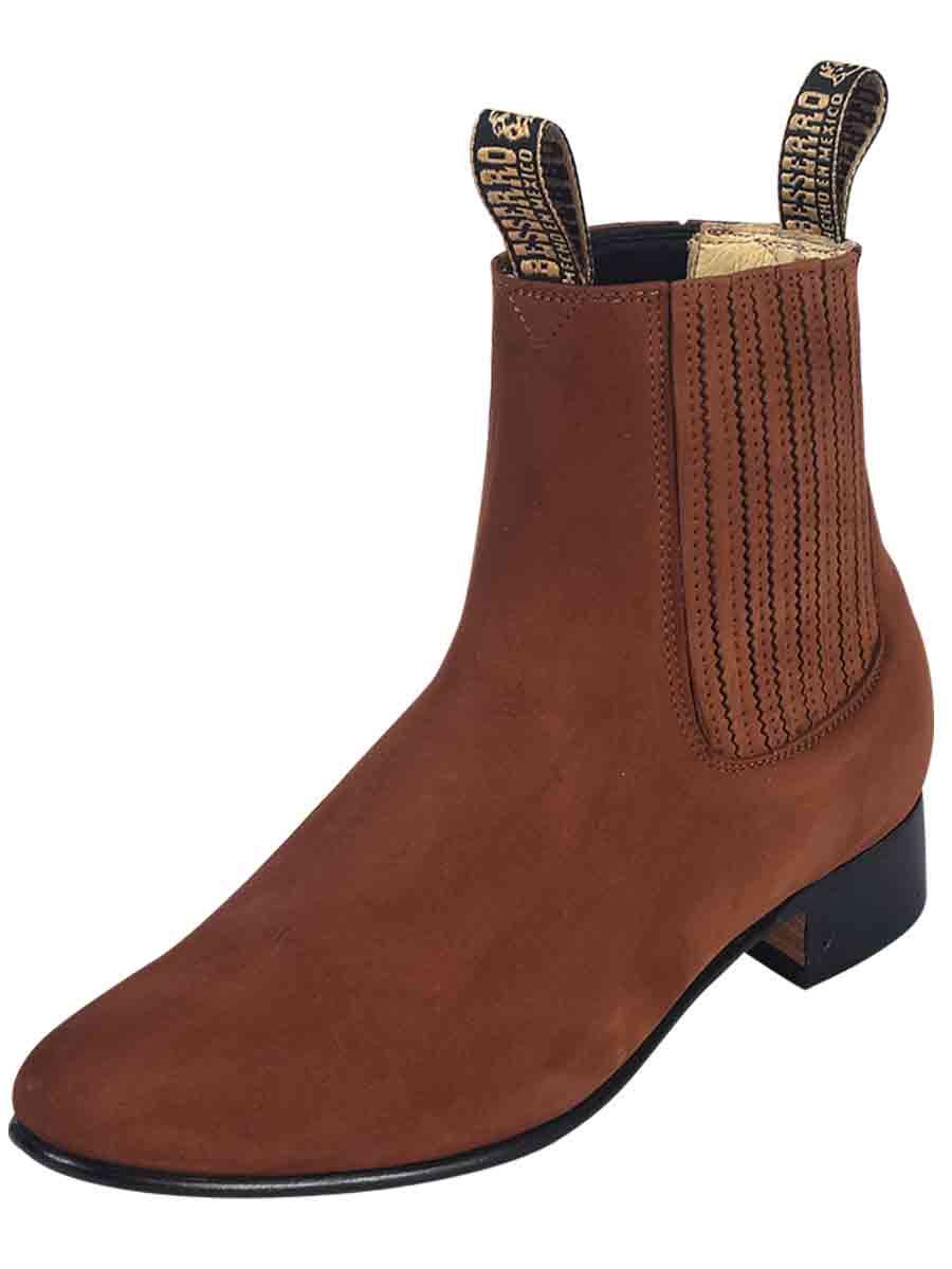 Botines Charros Clasicos de Piel Nobuck para Hombre 'El Besserro' - Men's Nubuck Leather Classic Pull-On Chelsea Ankle Boots 'El Besserro' - ID: 204