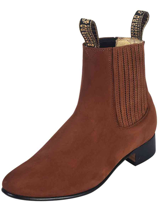Classic Nubuck Leather Charro Ankle Boots for Men 'El Besserro' - ID: 204 Ankle Boots El Besserro Camel