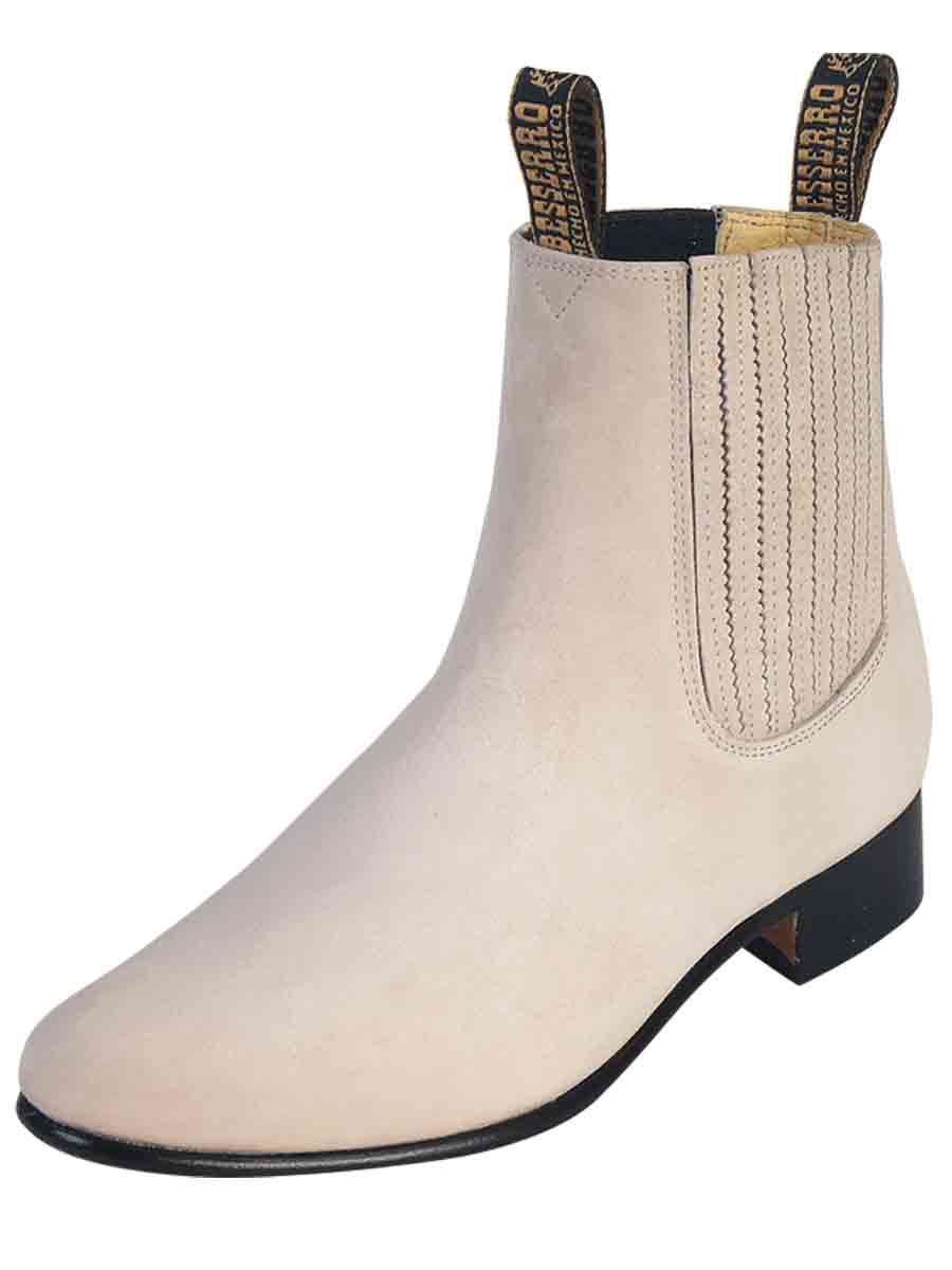 Botines Charros Clasicos de Piel Nobuck para Hombre 'El Besserro' - Men's Nubuck Leather Classic Pull-On Chelsea Ankle Boots 'El Besserro' - ID: 205