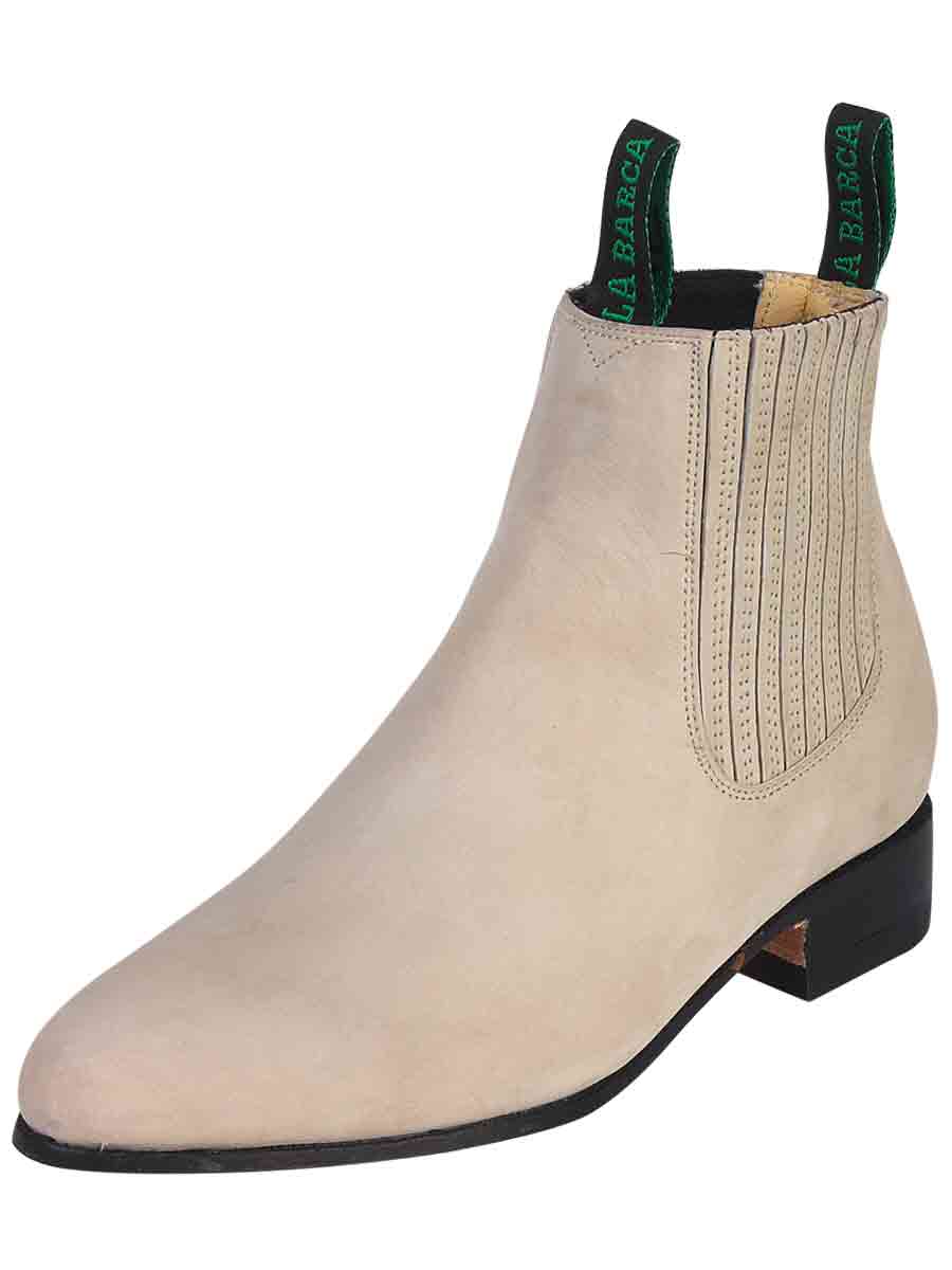 Botines Charros Clasicos de Piel Nobuck para Hombre 'La Barca' - Men's Nubuck Leather Classic Pull-On Chelsea Ankle Boots 'La Barca' - ID: 217