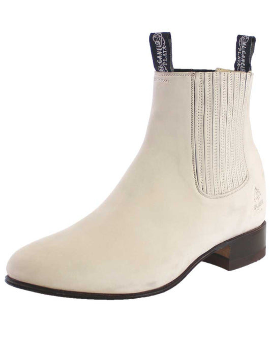 Botines Charros Clasicos de Piel Nobuck para Hombre 'El Canelo' - Men's Nubuck Leather Classic Pull-On Chelsea Ankle Boots 'El Canelo' - ID: 229