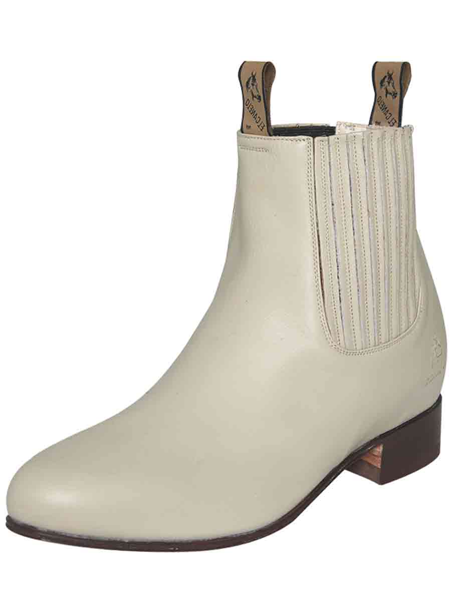 Botines Charros Clasicos de Piel Venado para Hombre 'El Canelo' - Men's Deer Leather Classic Pull-On Chelsea Ankle Boots 'El Canelo' - ID: 233