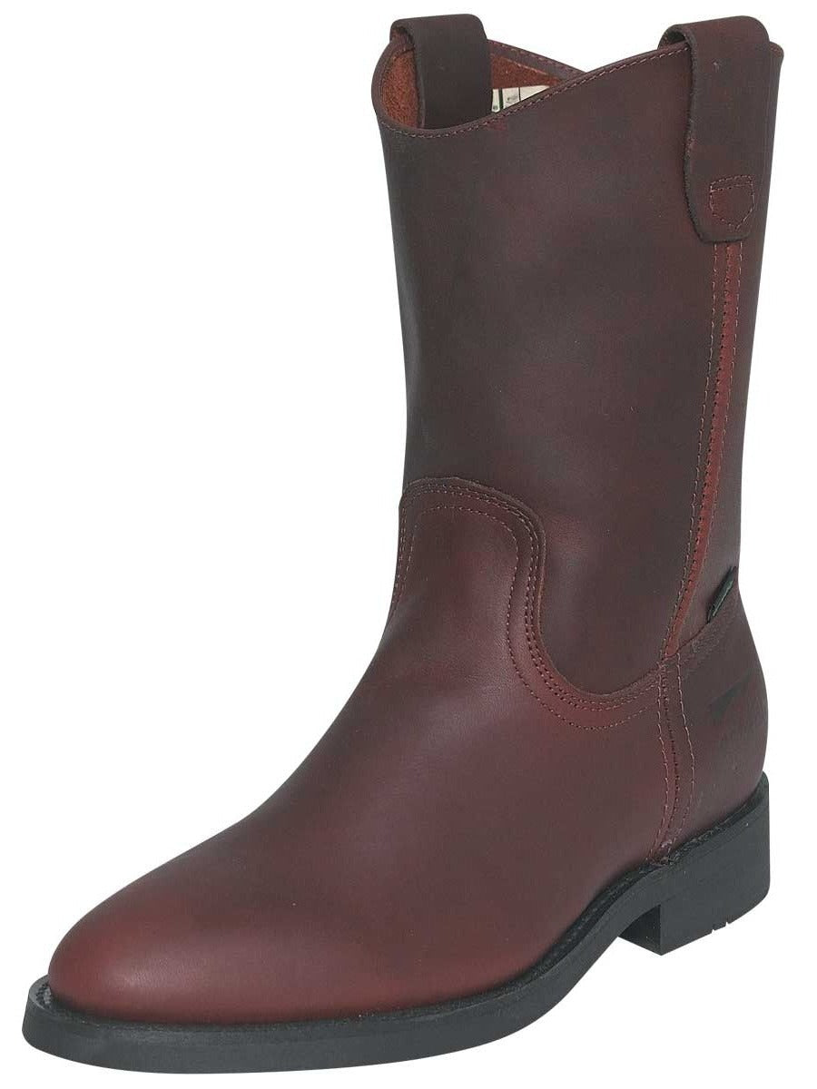 Botas de Trabajo de Tubo Pull-On con Punta Suave de Piel Genuina para Hombre 'Establo' - Men's Genuine Leather Pull-On Soft Toe Work Boots 'Establo' - ID: 316