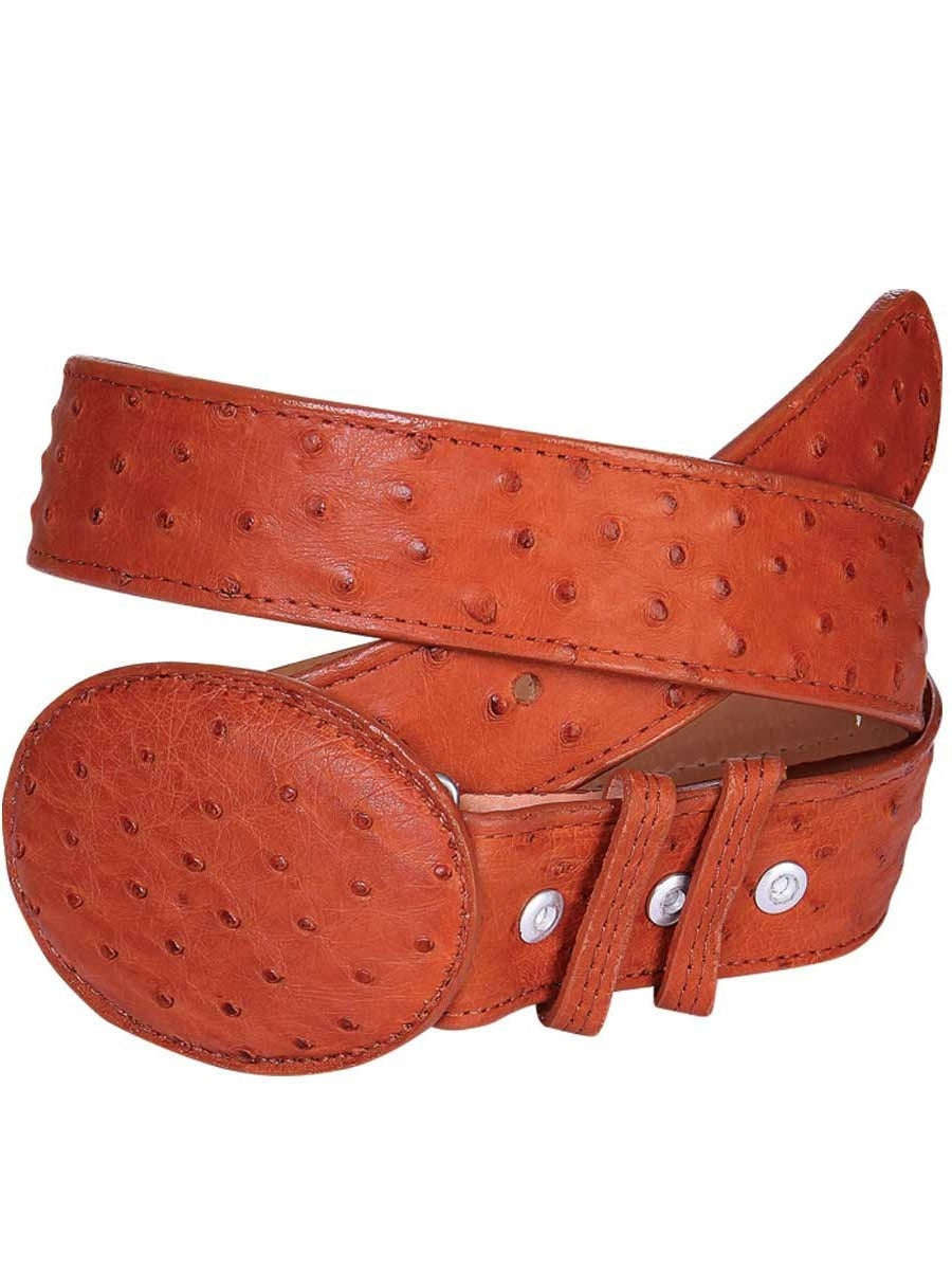 Original Ostrich Exotic Cowboy Belt for Men with Oval Buckle, 1 1/2" Width 'Centenario' - ID: 622