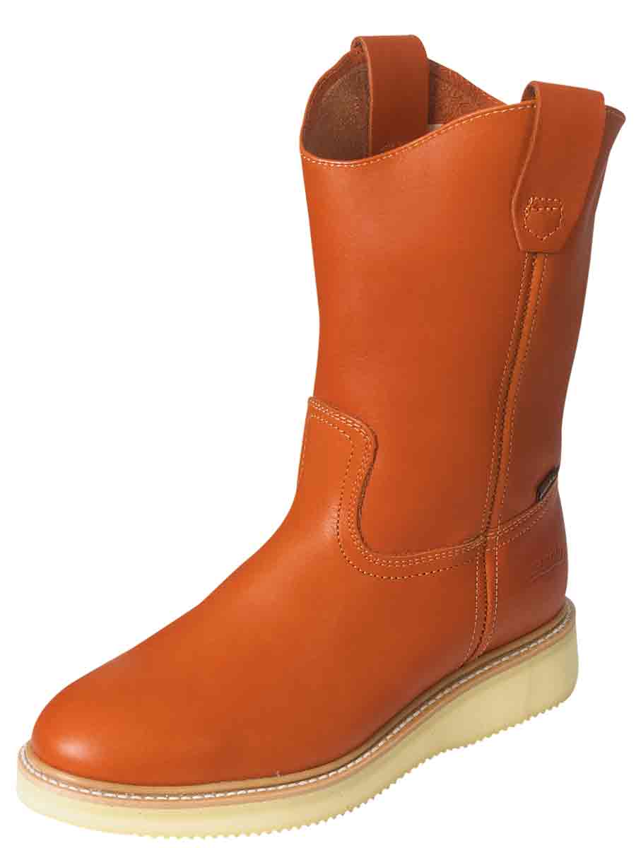 Botas de Trabajo de Tubo Pull-On con Punta Suave de Piel Genuina para Hombre 'Establo' - Men's Genuine Leather Pull-On Soft Toe Work Boots 'Establo' - ID: 9905