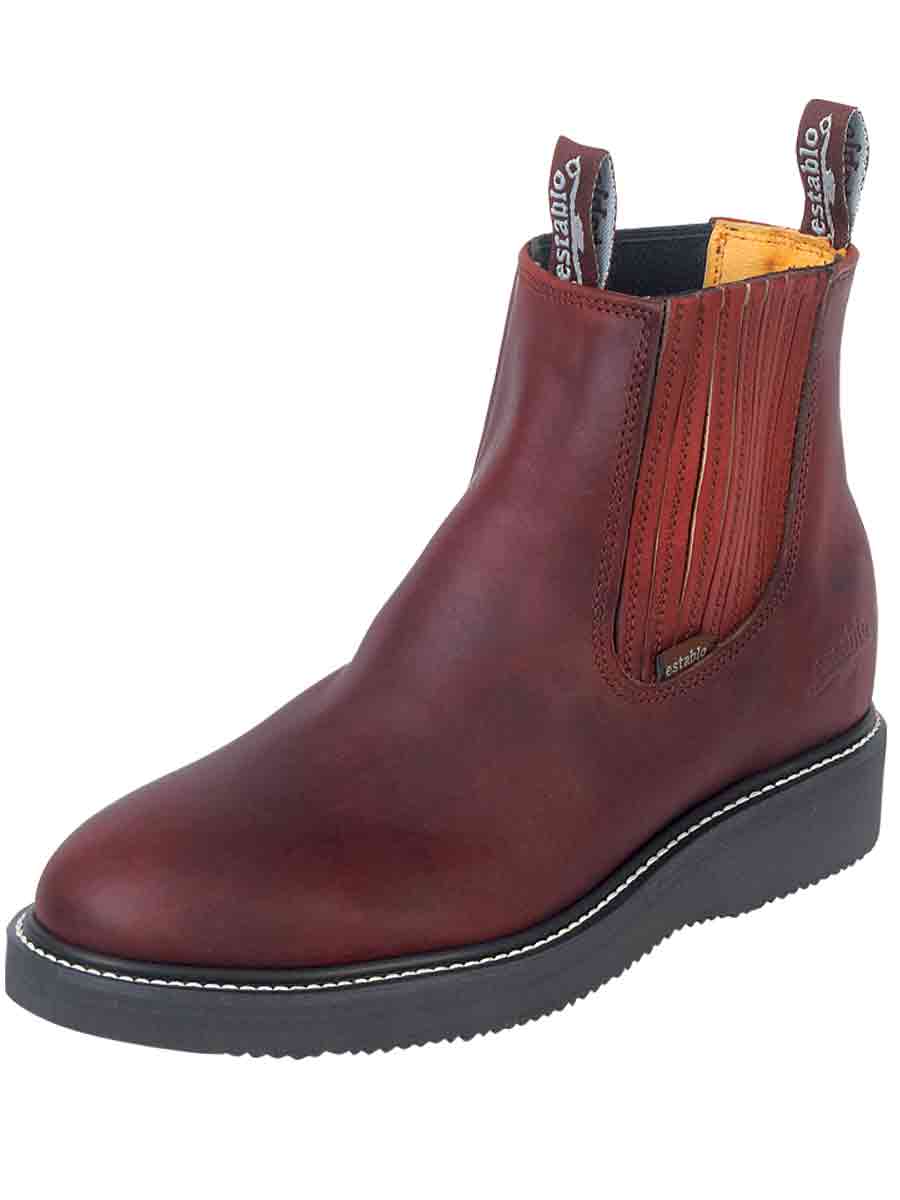 Pull-On Work Boots with Soft Genuine Leather Tip for Men 'Stable' - Men's Genuine Leather Pull-On Soft Toe Chelsea Work Boots 'Stable' - ID: 24963