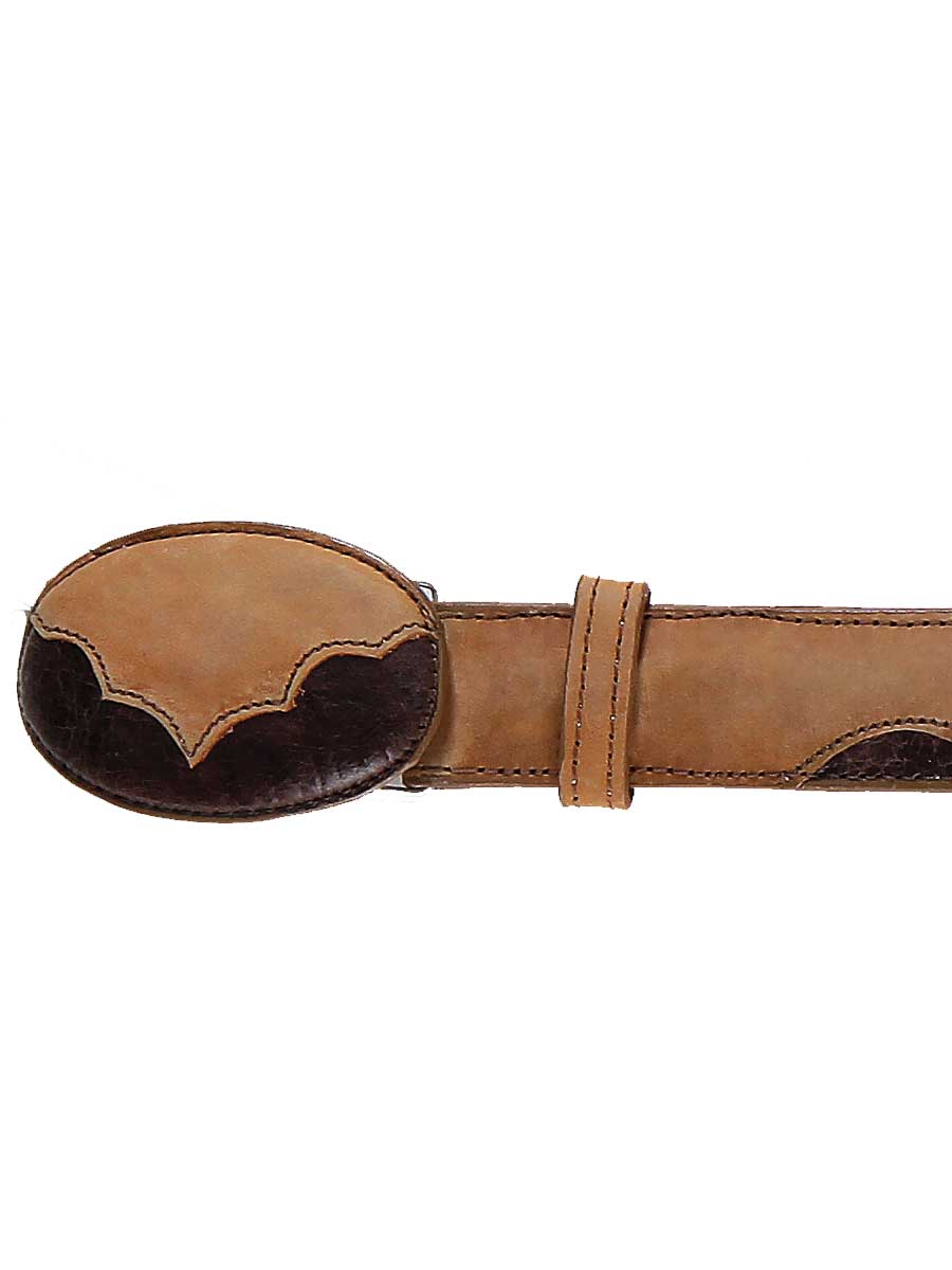 Genuine Leather Cowboy Belt for Children with Oval Buckle, 1 1/2" Width 'El General' - ID: 27011
