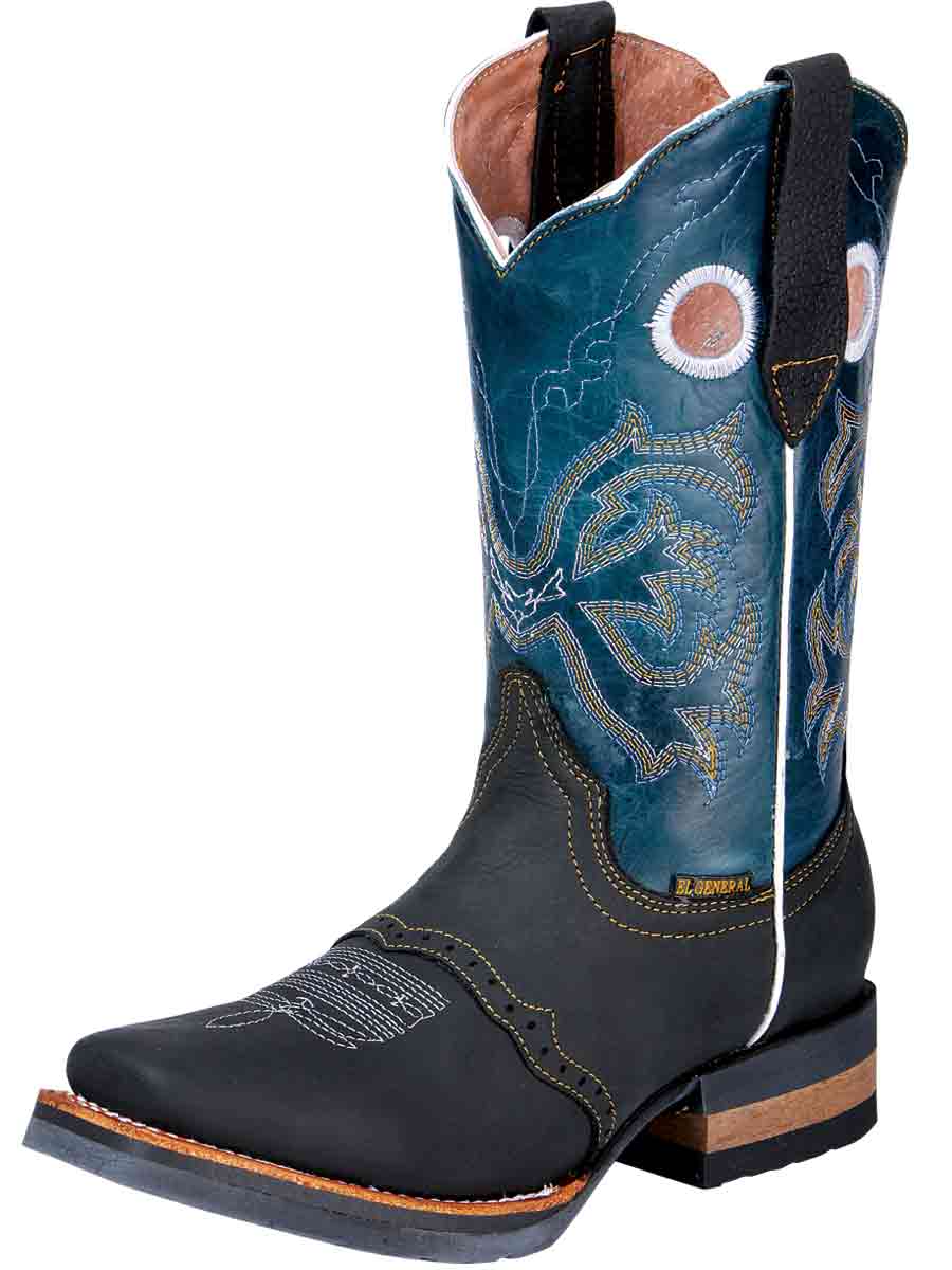 Rodeo Cowboy Boots with Genuine Leather Mask for Women / Youth 'El General' - Unisex's Genuine Leather Saddle Western Cowgirl Boots 'El General' - ID: 28995