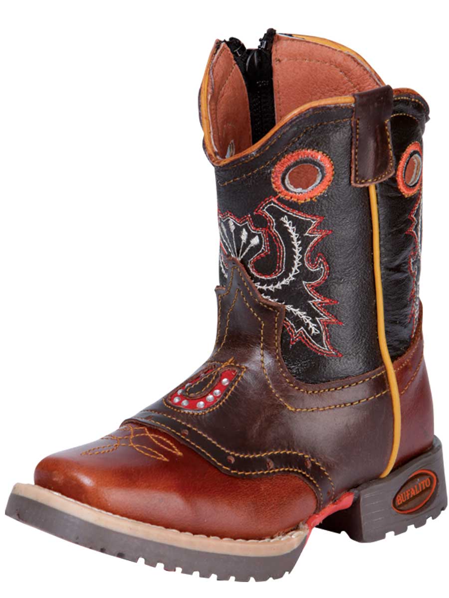 Rodeo Cowboy Boots with Genuine Leather Mask for Babies 'El General' - Babies' Genuine Leather Saddle Western Cowboy Boots 'El General' - ID: 31318