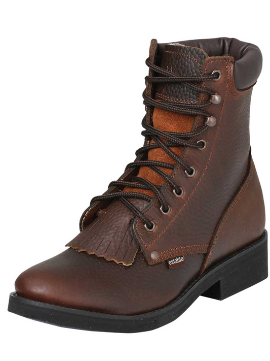 Lace-Up Work Boots with Soft Toe Genuine Leather for Men 'Establo' - ID: 32584 Work Boots Establo Miel