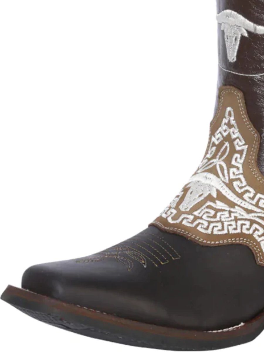 Botas Vaqueras Rodeo con Antifaz Bordado de Piel Genuina para Hombre 'El General' - ID: 33309 Cowboy Boots El General 