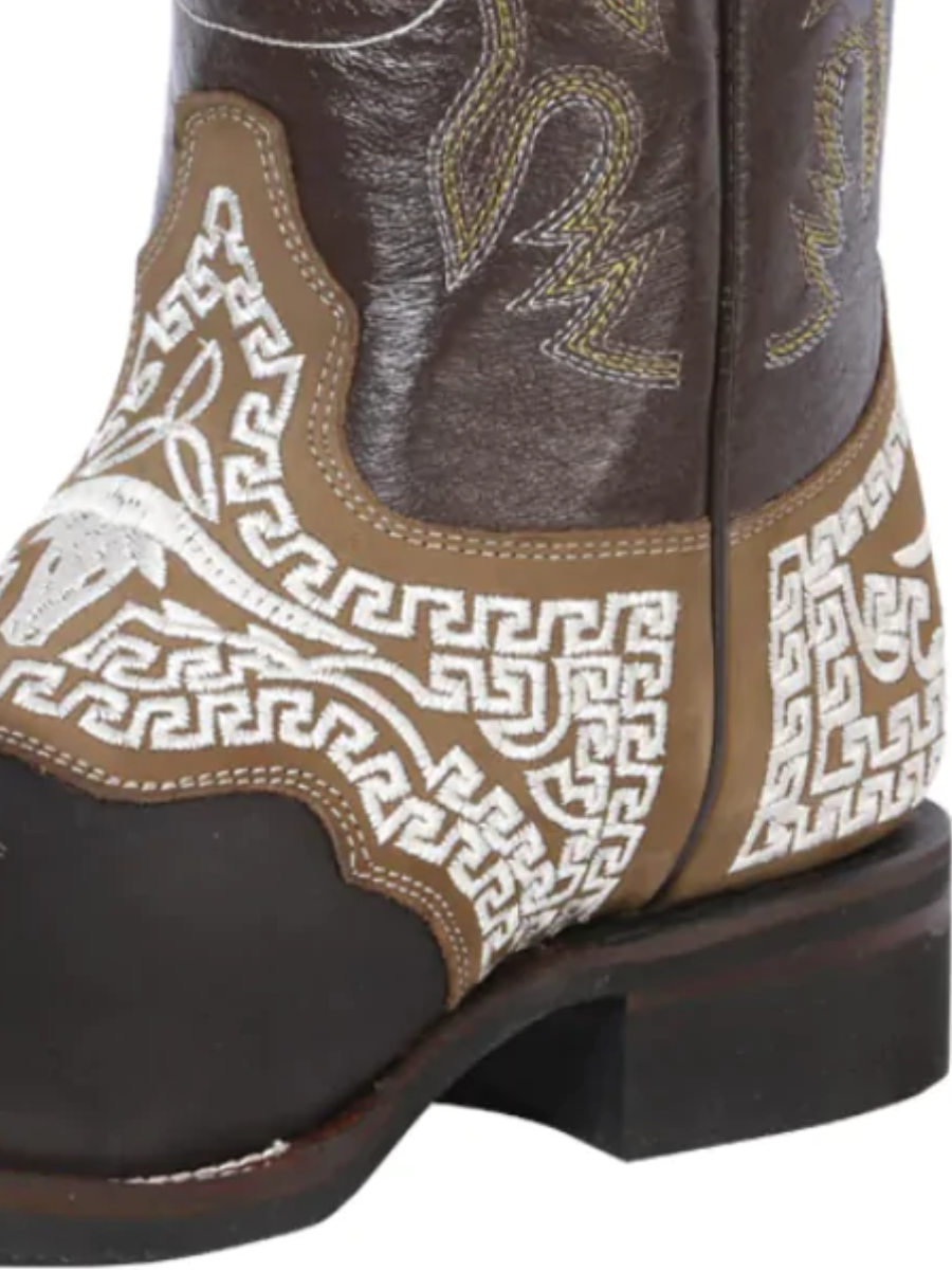 Rodeo Cowboy Boots with Embroidered Genuine Leather Mask for Men 'El General' - ID: 33309