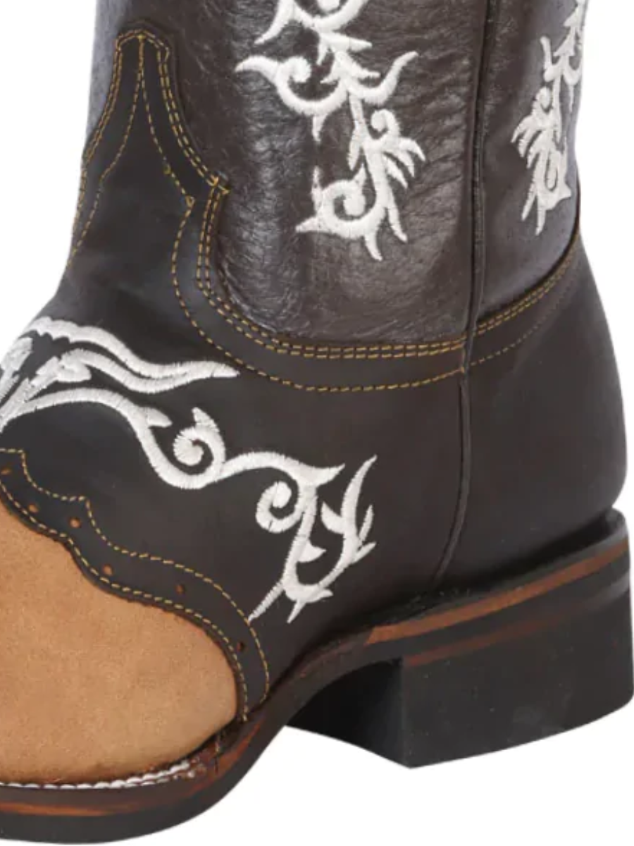 Rodeo Cowboy Boots with Embroidered Nubuck Leather Mask for Men 'El General' - ID: 33316