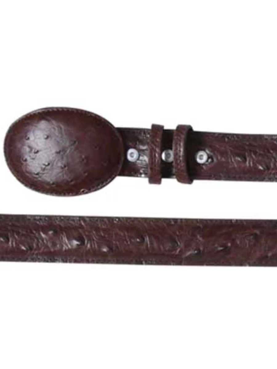Original Ostrich Exotic Cowboy Belt for Men with Oval Buckle, 1 1/2" Width 'Centenario' - ID: 33416