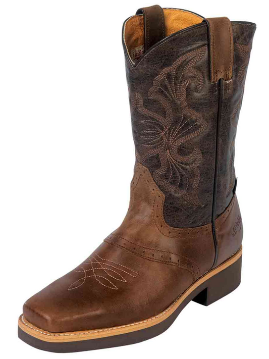 Men's Genuine Leather Soft Toe Pull-On Tube Rodeo Work Boots 'Establo' - ID: 33557 Work Boots Establo Cafe