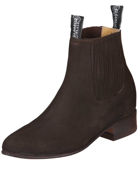 Classic Nubuck Leather Charros Ankle Boots for Men 'El Canelo' - ID: 34291 Ankle Boots El Canelo Cafe
