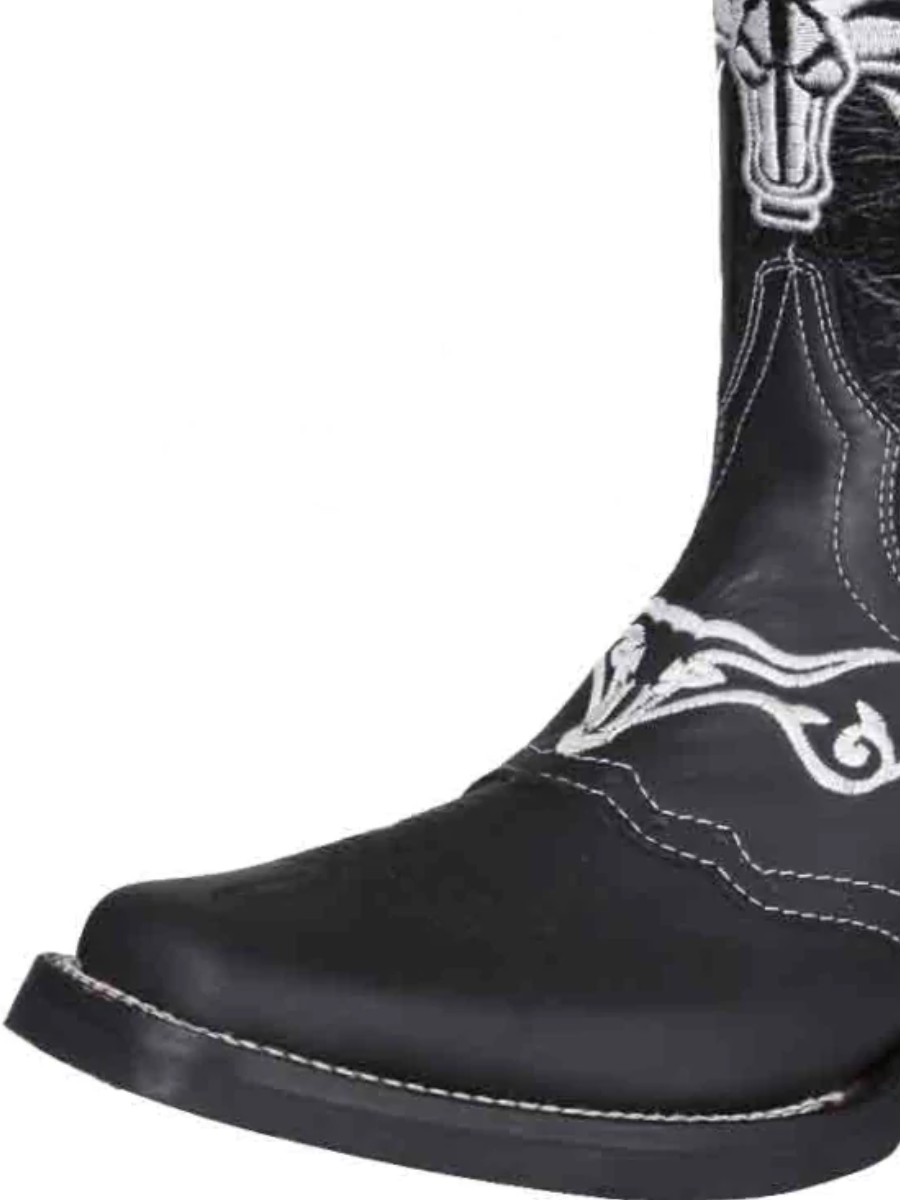 Rodeo Cowboy Boots with Embroidered Genuine Leather Mask for Men 'El General' - ID: 34313
