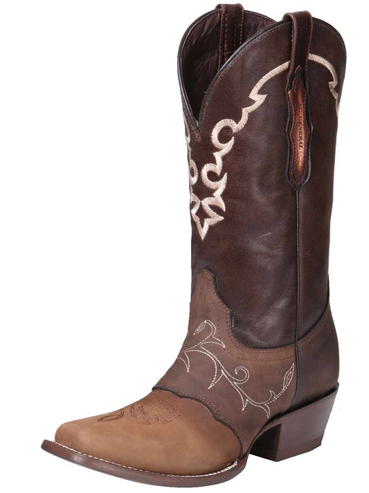 Botas Vaqueras Rodeo con Antifaz de Piel Genuina para Mujer 'El General' - Women's Genuine Leather Saddle Western Cowgirl Boots 'El General' - ID: 34510