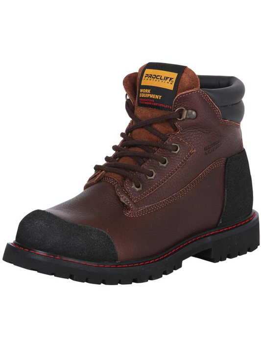Men's Genuine Leather Steel Toe Lace Up Work Boots 'Procliff' - ID: 35217 Work Boots Procliff Walnut